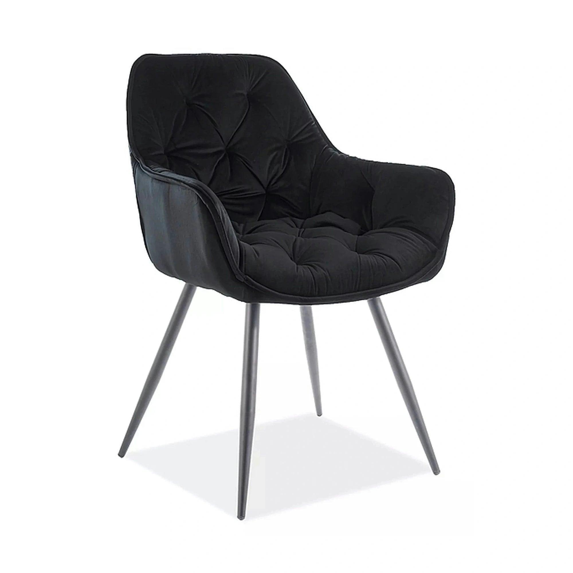 Scaun tapitat modern CHERRY, negru, stofa catifelata/metal, 58x57x87 cm