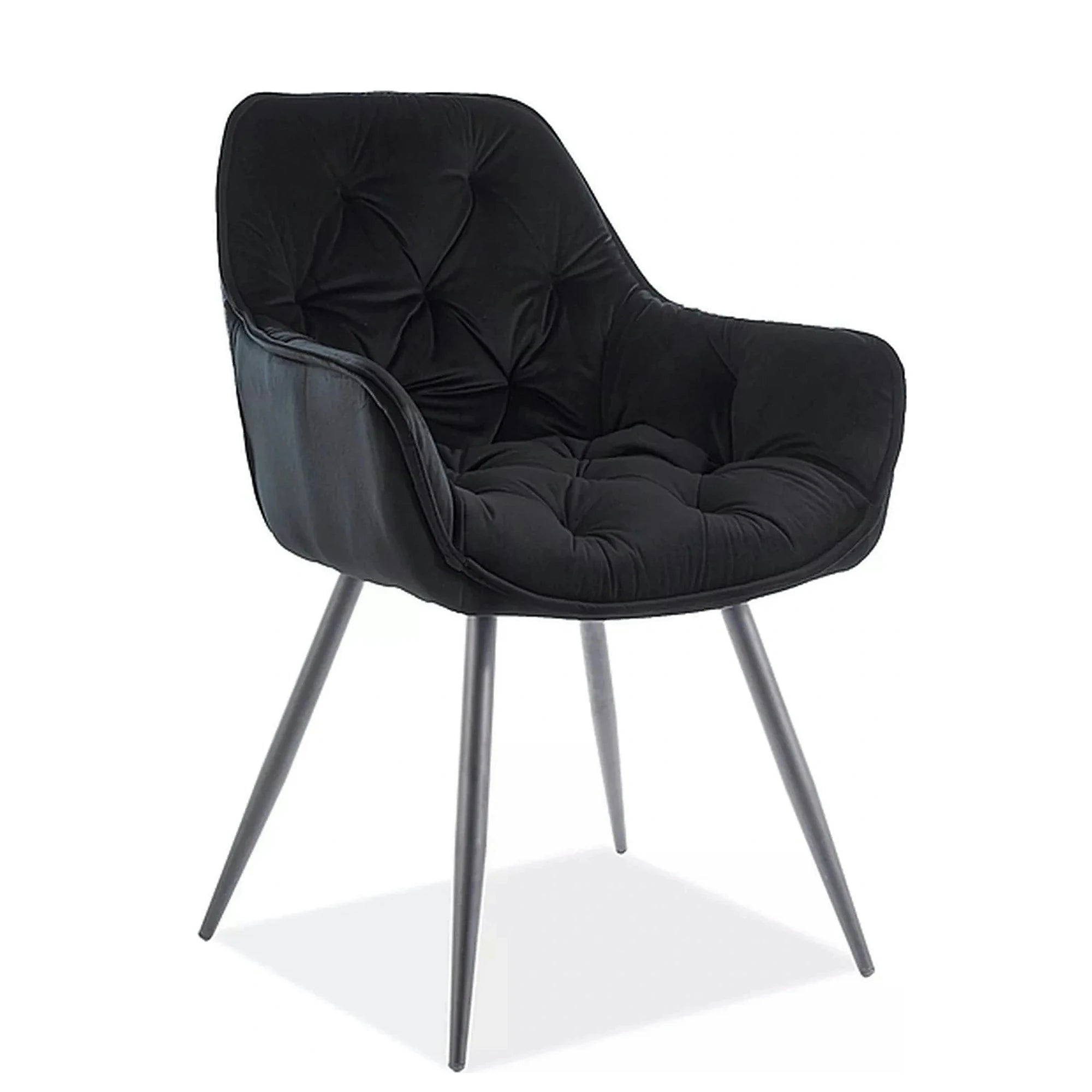Scaun tapitat modern CHERRY, negru, stofa catifelata/metal, 58x57x87 cm