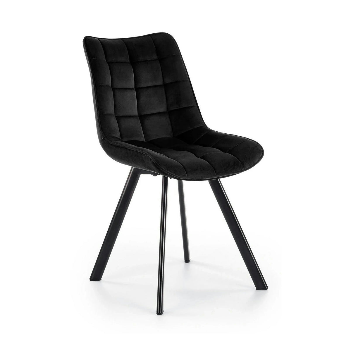 Scaun tapitat modern K332, negru, stofa catifelata/metal, 46x61x84 cm