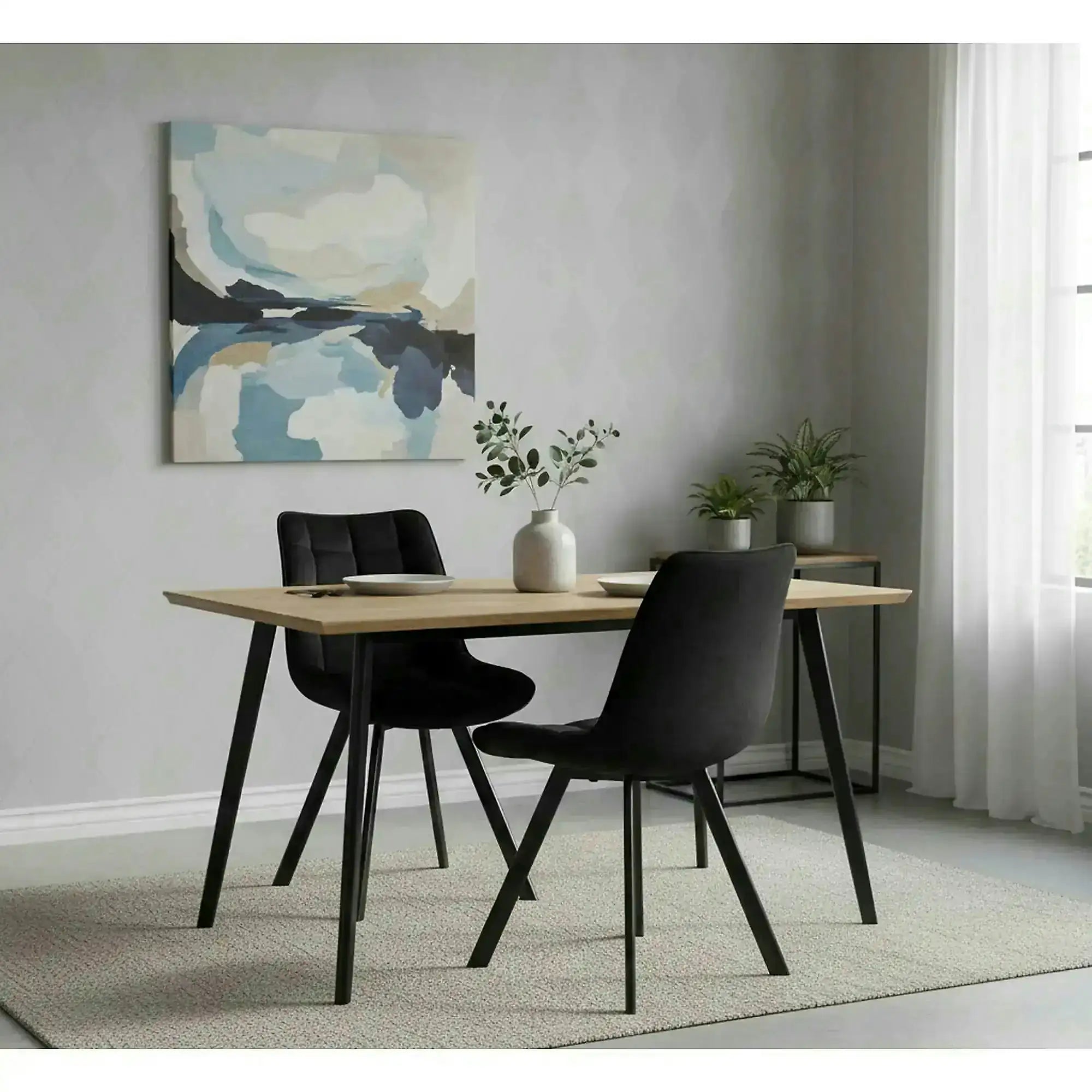 Scaun tapitat modern K332, negru, stofa catifelata/metal, 46x61x84 cm