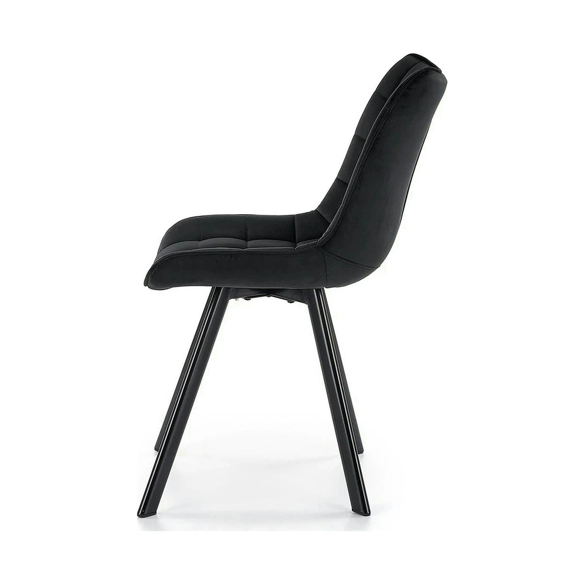 Scaun tapitat modern K332, negru, stofa catifelata/metal, 46x61x84 cm