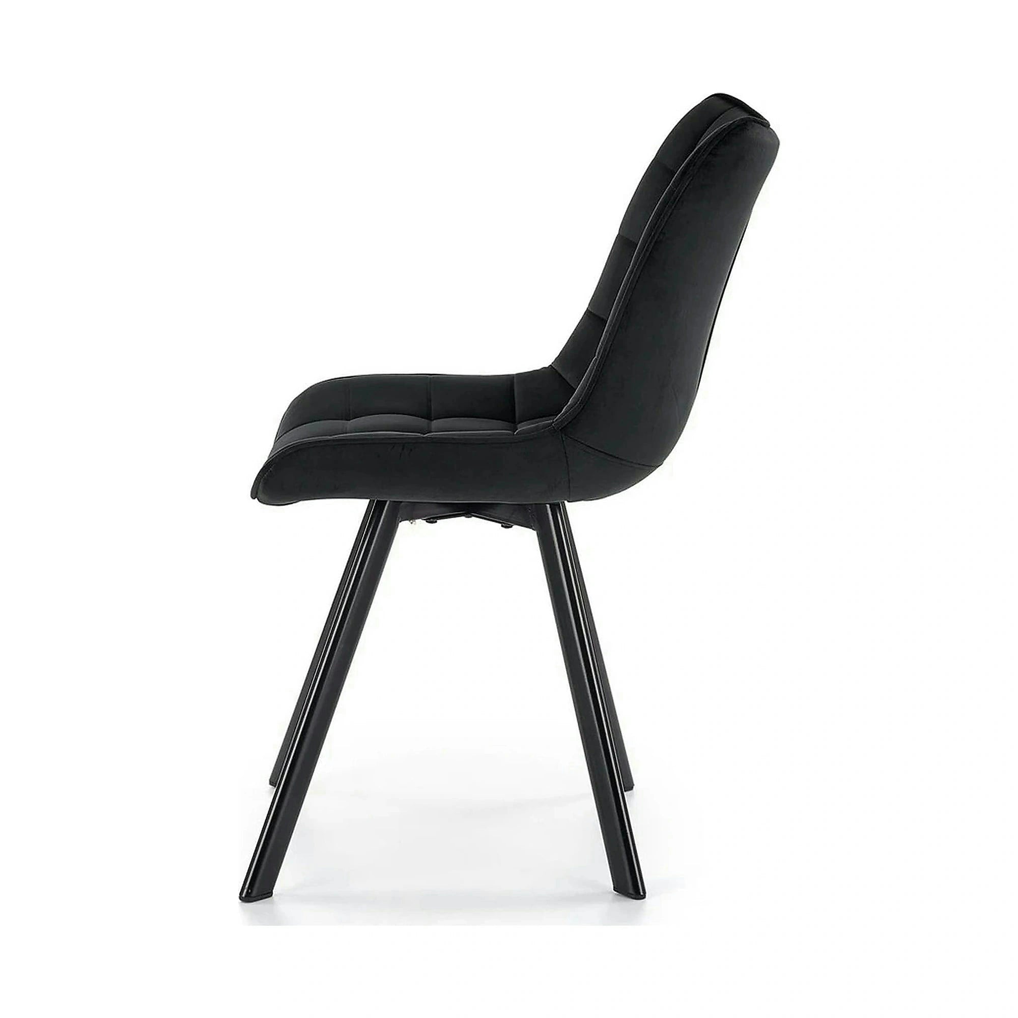 Scaun tapitat modern K332, negru, stofa catifelata/metal, 46x61x84 cm