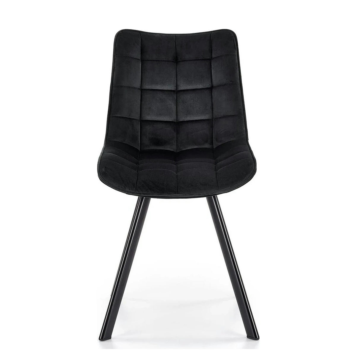 Scaun tapitat modern K332, negru, stofa catifelata/metal, 46x61x84 cm