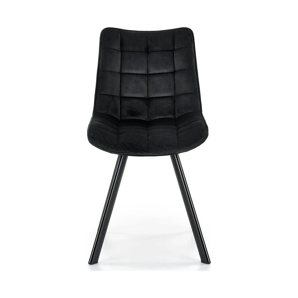 Scaun tapitat modern K332, negru, stofa catifelata/metal, 46x61x84 cm