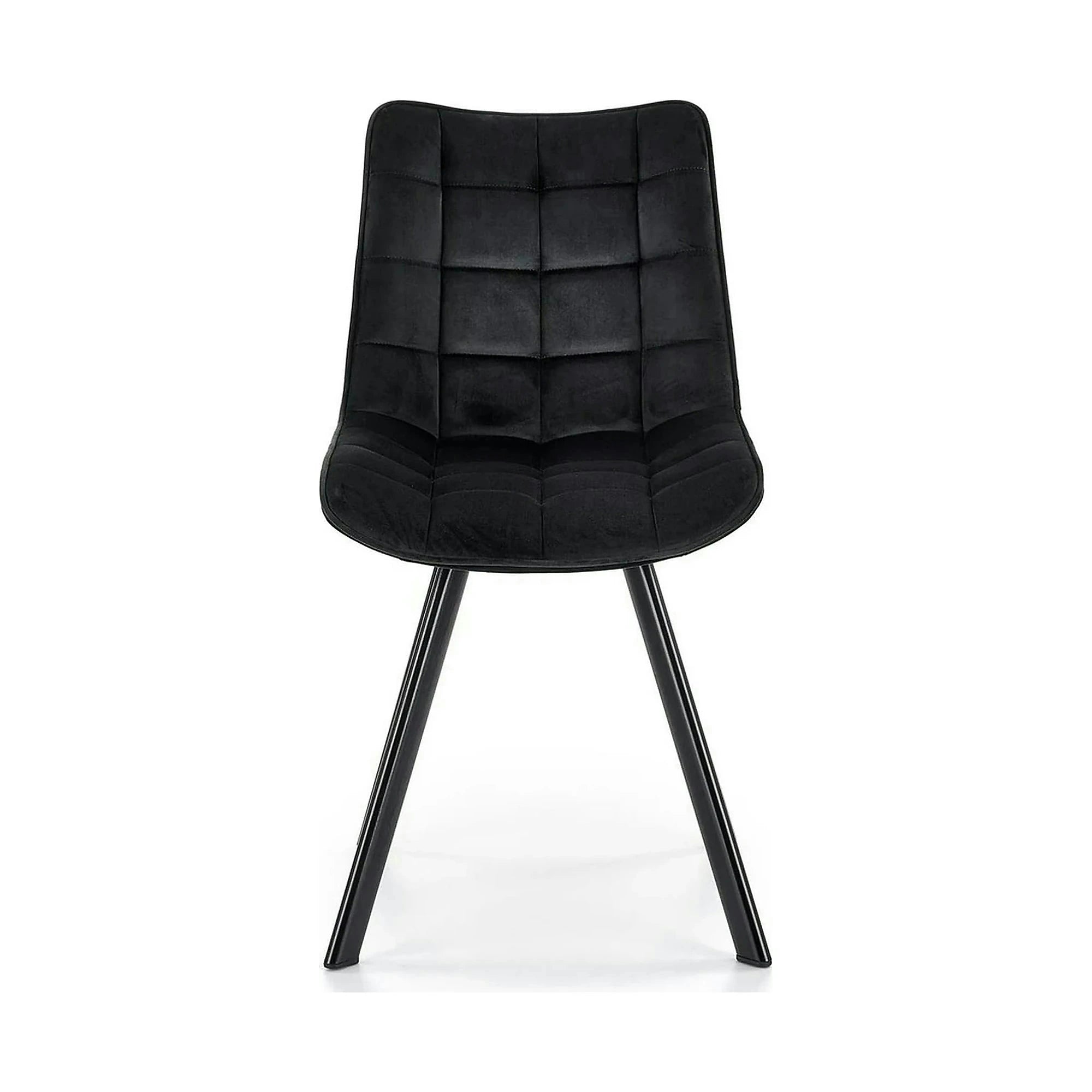 Scaun tapitat modern K332, negru, stofa catifelata/metal, 46x61x84 cm