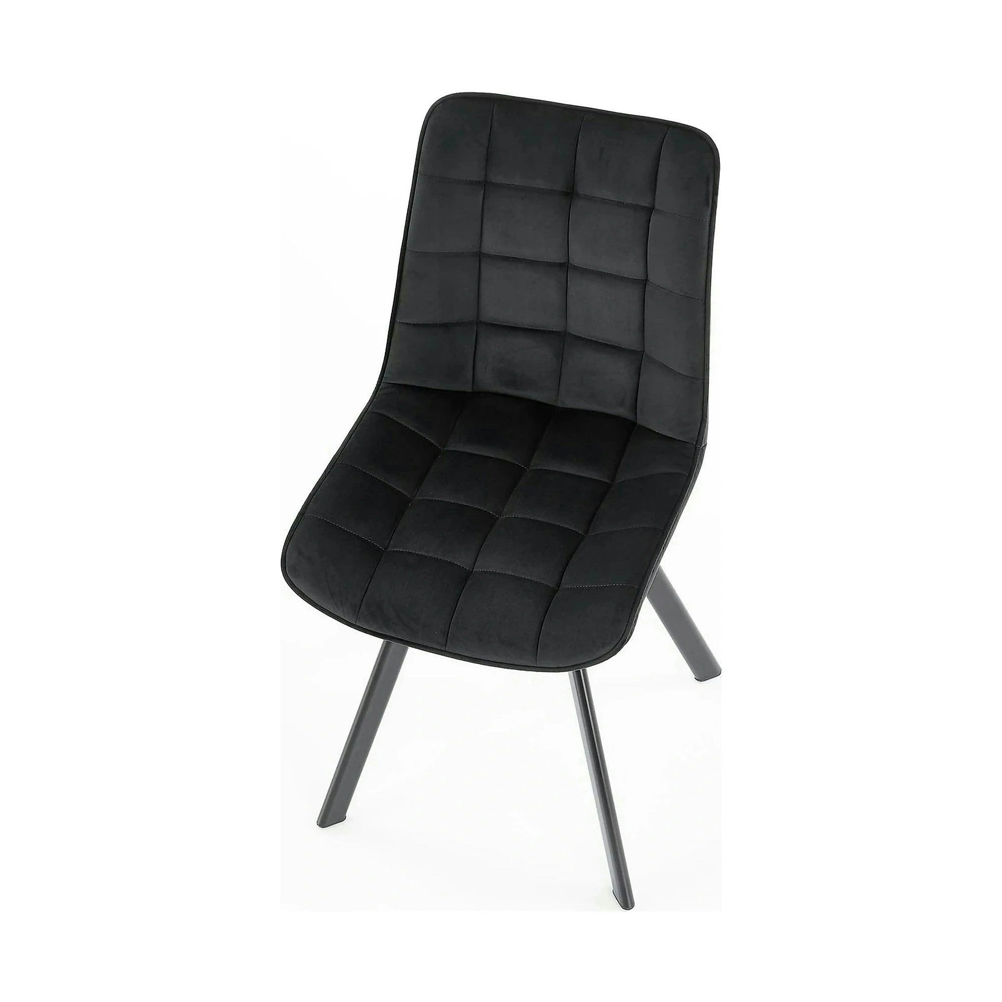 Scaun tapitat modern K332, negru, stofa catifelata/metal, 46x61x84 cm