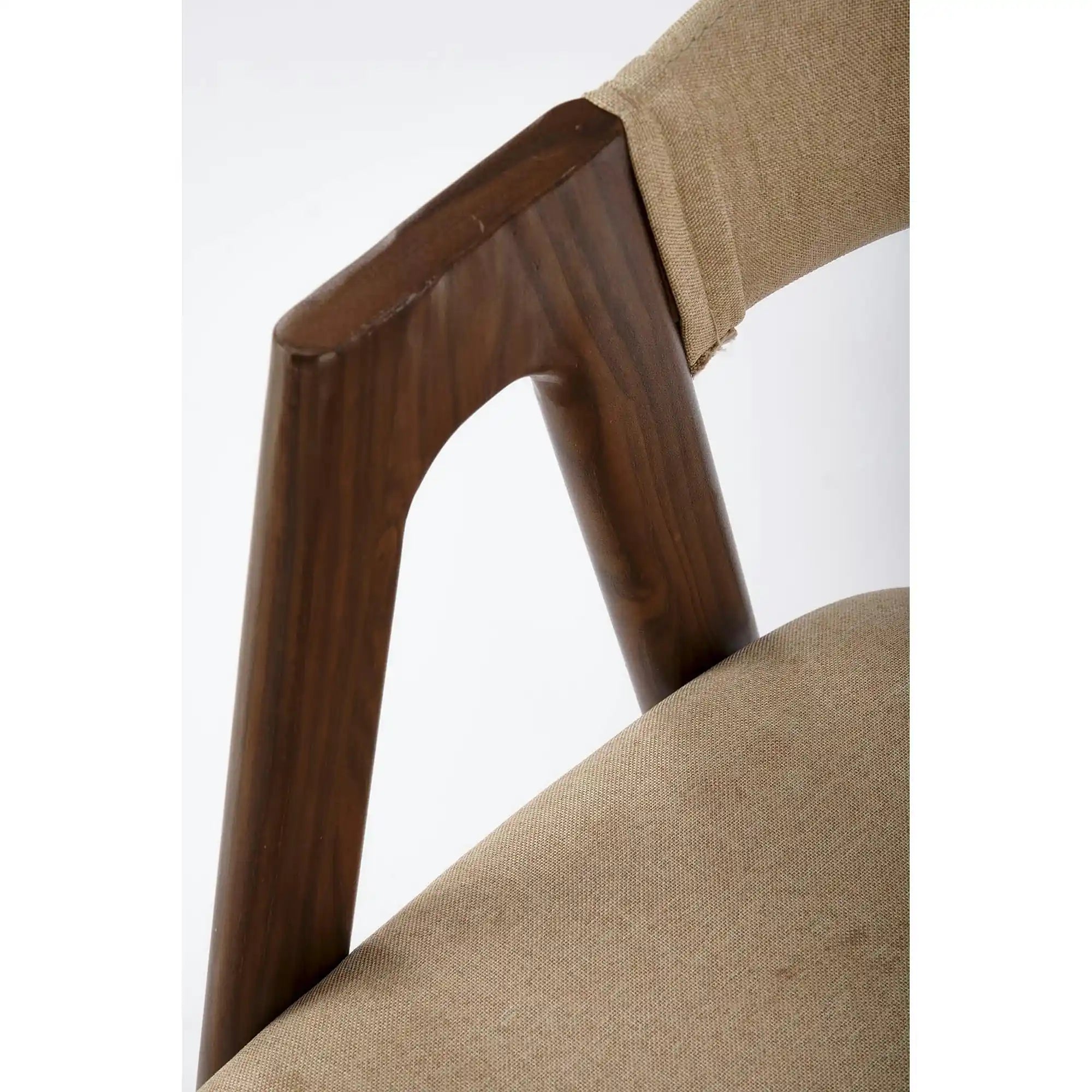 Scaun tapitat modern K344, bej/nuc, stofa clasica/metal, 51x57x82 cm