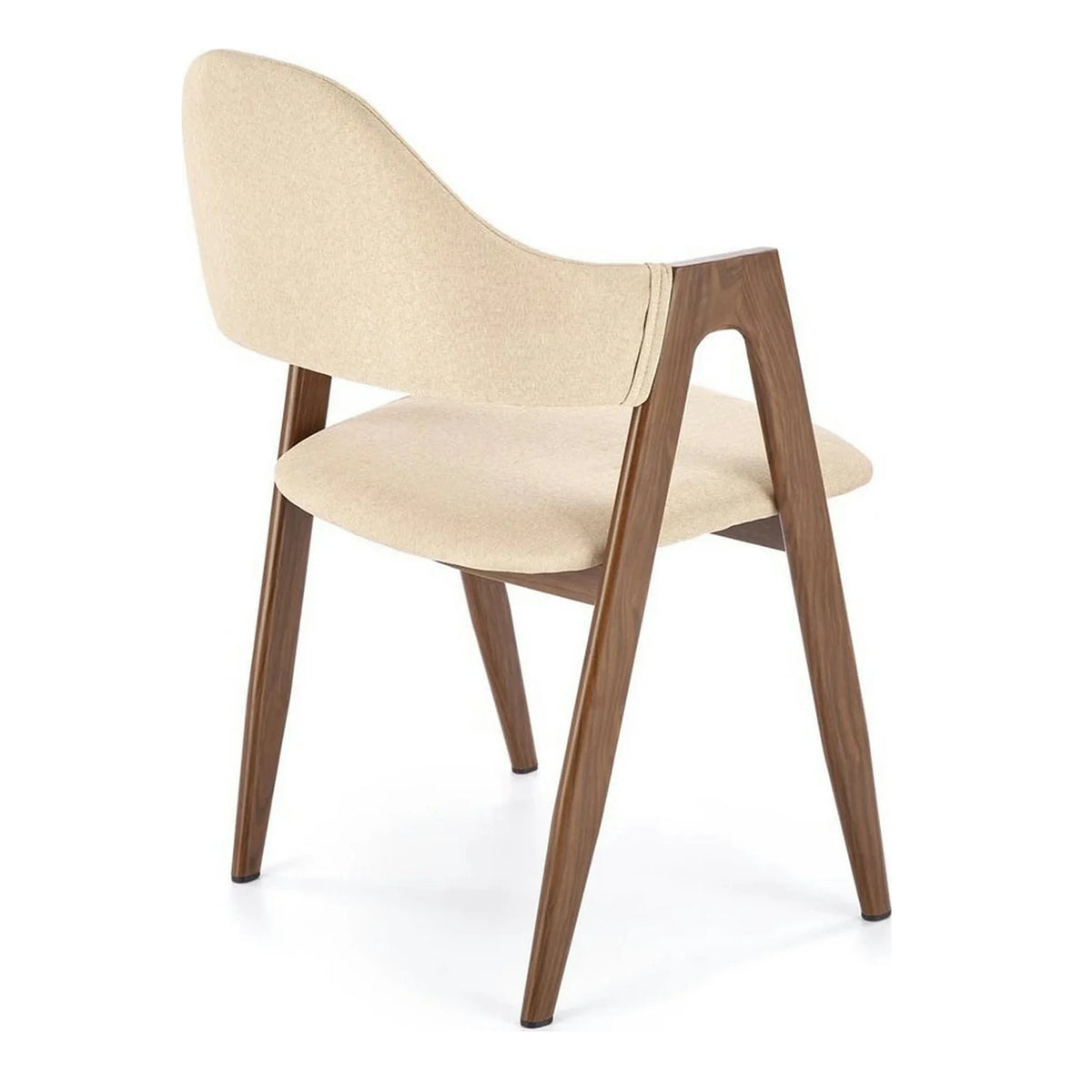 Scaun tapitat modern K344, bej/nuc, stofa clasica/metal, 51x57x82 cm