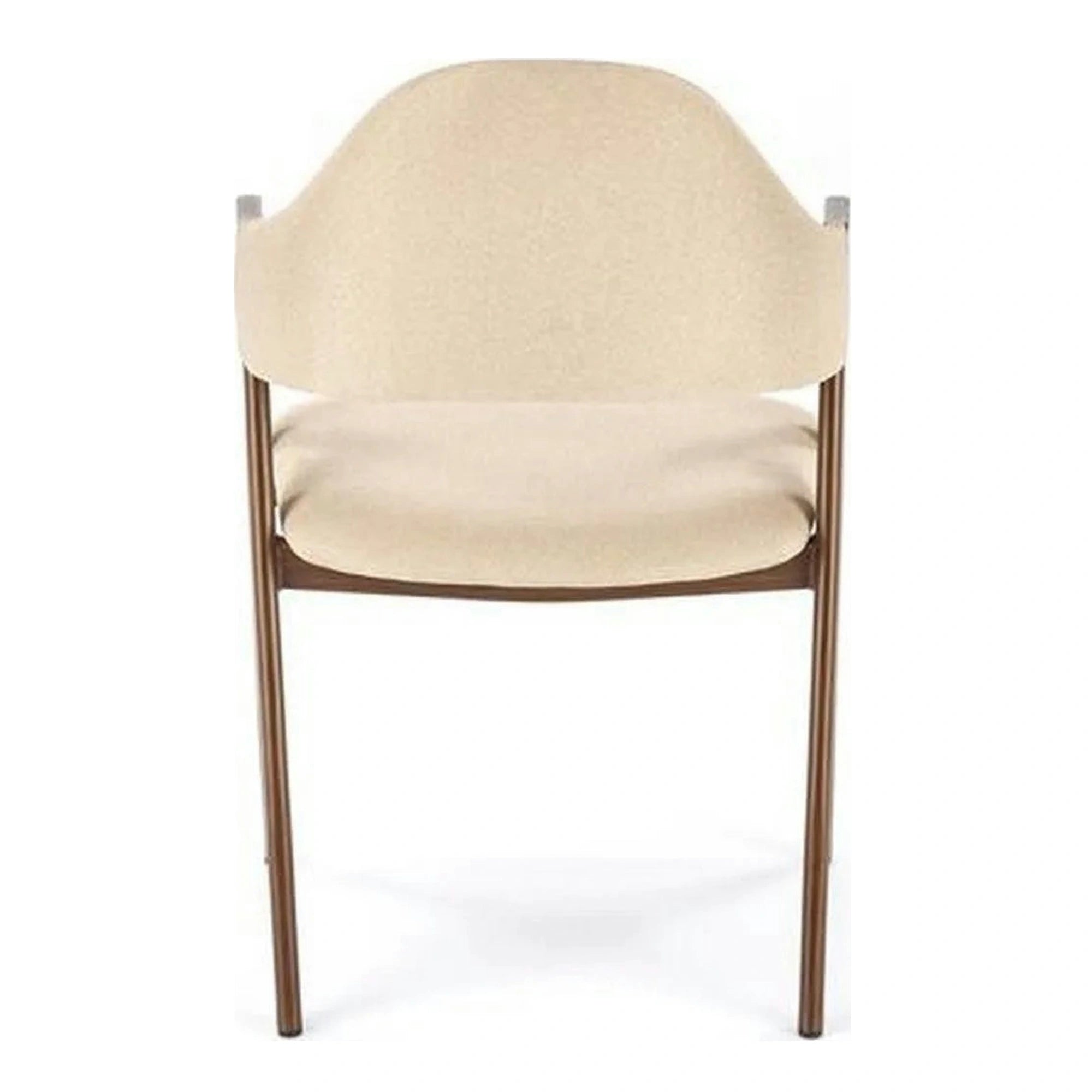 Scaun tapitat modern K344, bej/nuc, stofa clasica/metal, 51x57x82 cm