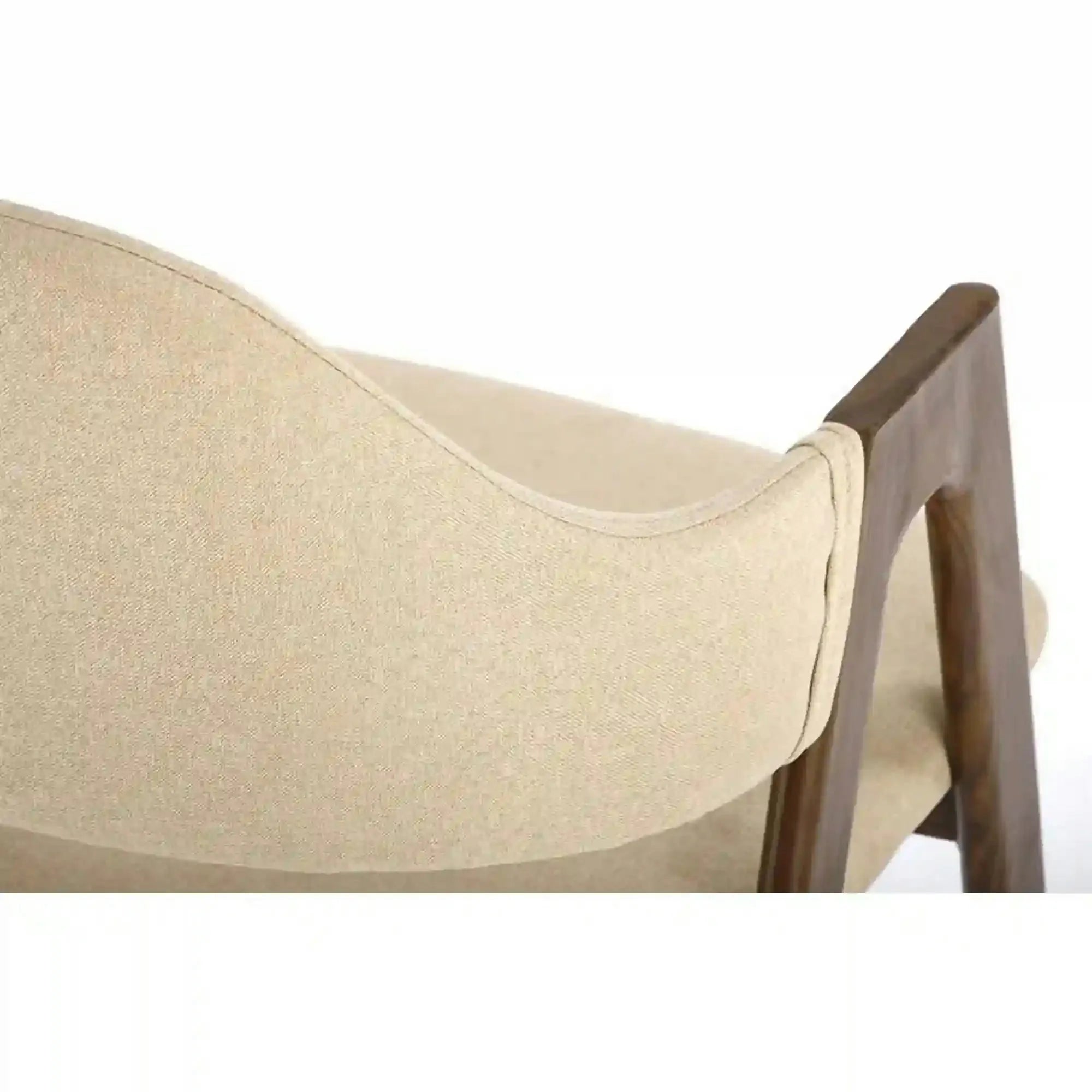 Scaun tapitat modern K344, bej/nuc, stofa clasica/metal, 51x57x82 cm