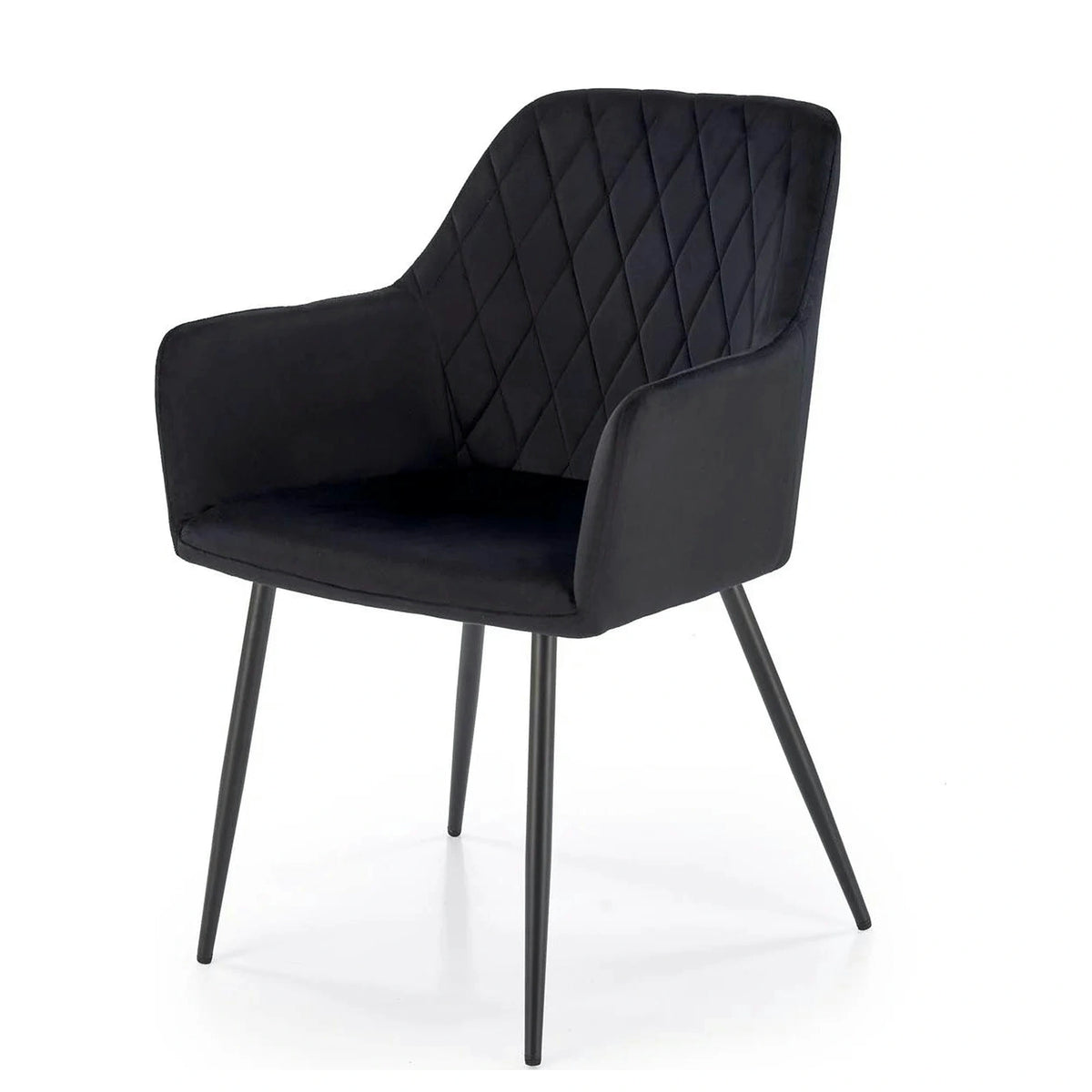 Scaun tapitat negru K558, stofa catifelata/metal, 59x60x86 cm