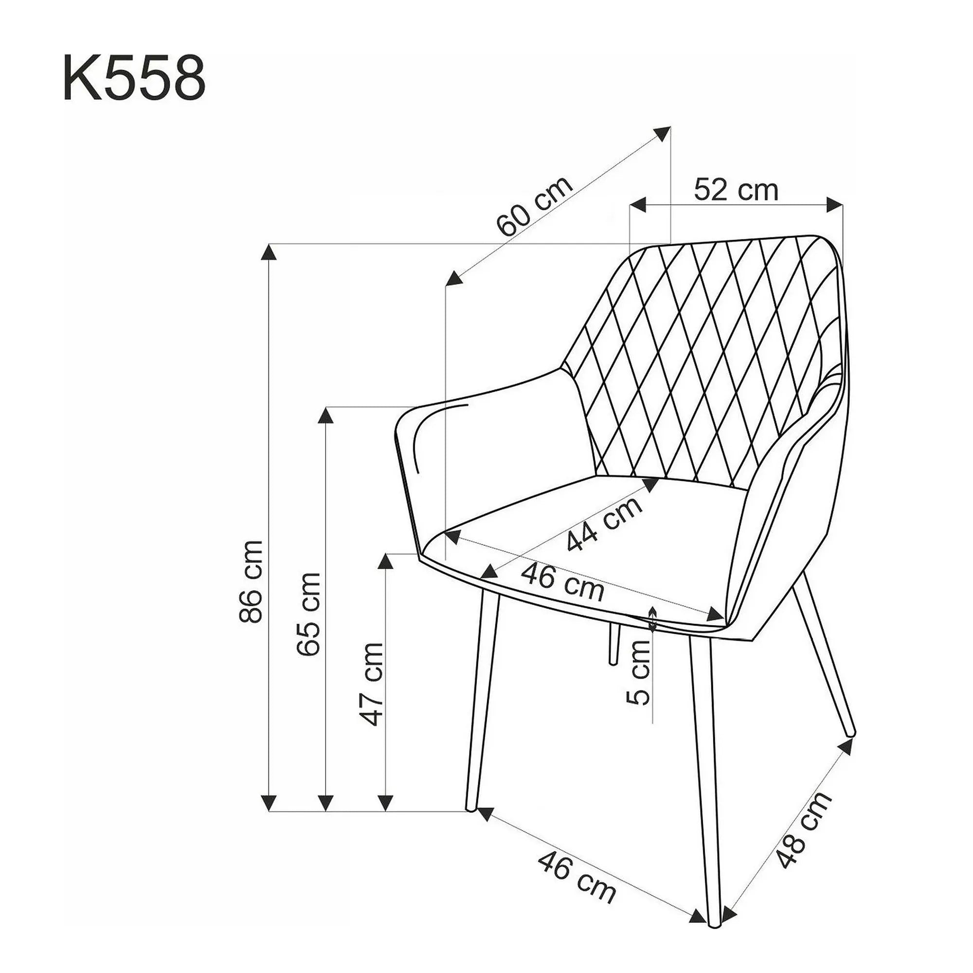 Scaun tapitat negru K558, stofa catifelata/metal, 59x60x86 cm
