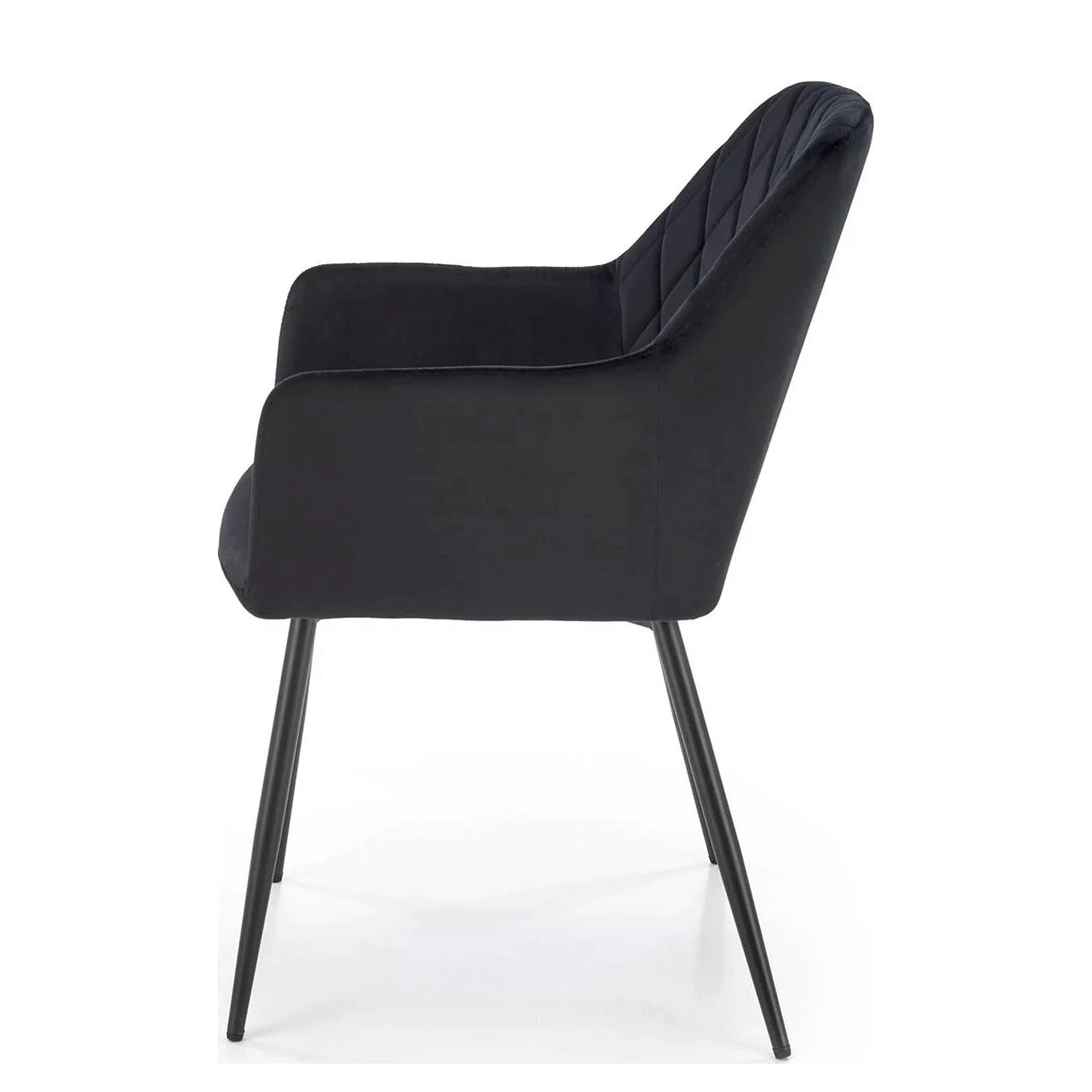 Scaun tapitat negru K558, stofa catifelata/metal, 59x60x86 cm