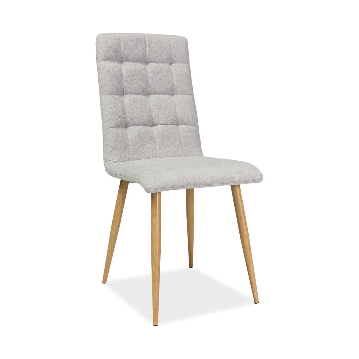 Scaun tapitat Otto, gri/stejar, stofa clasica/metal, 39X44X94 cm