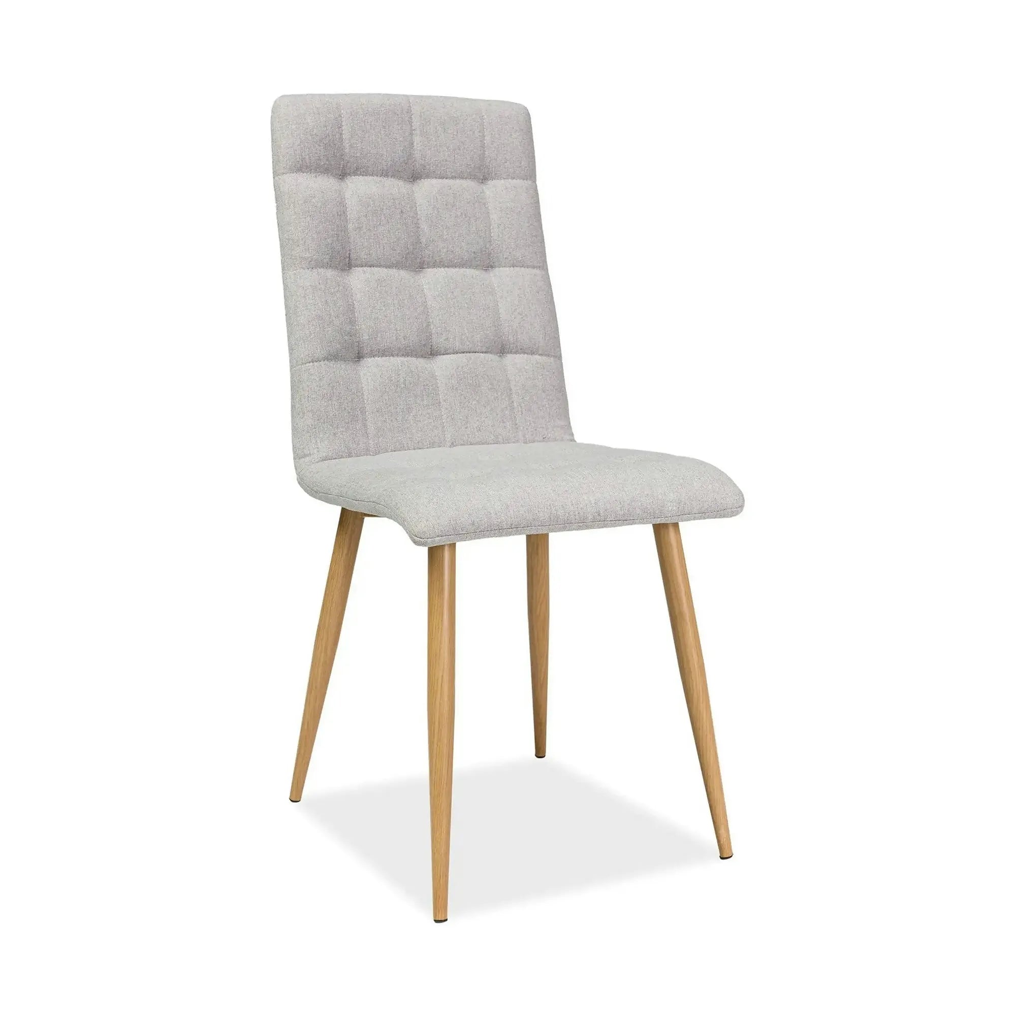 Scaun tapitat Otto, gri/stejar, stofa clasica/metal, 39X44X94 cm