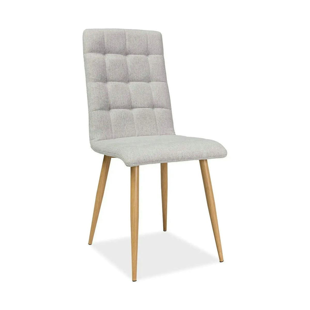 Scaun tapitat Otto, gri/stejar, stofa clasica/metal, 39X44X94 cm