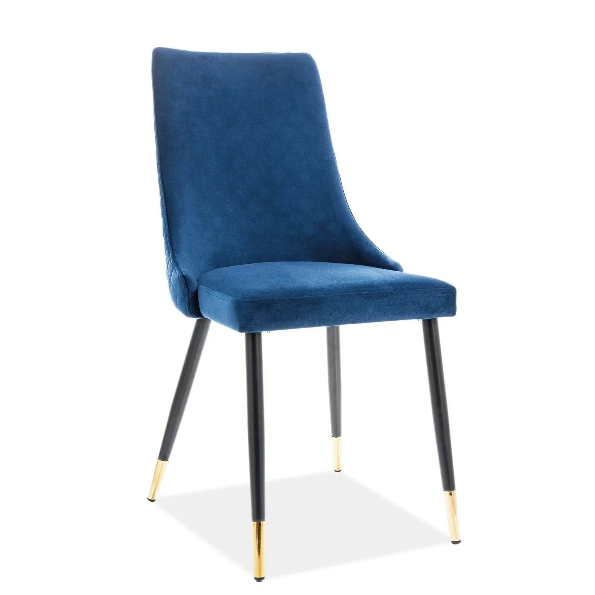 Scaun tapitat PIANO, albastru/negru, stofa catifelat/metal, 47x44x93 cm