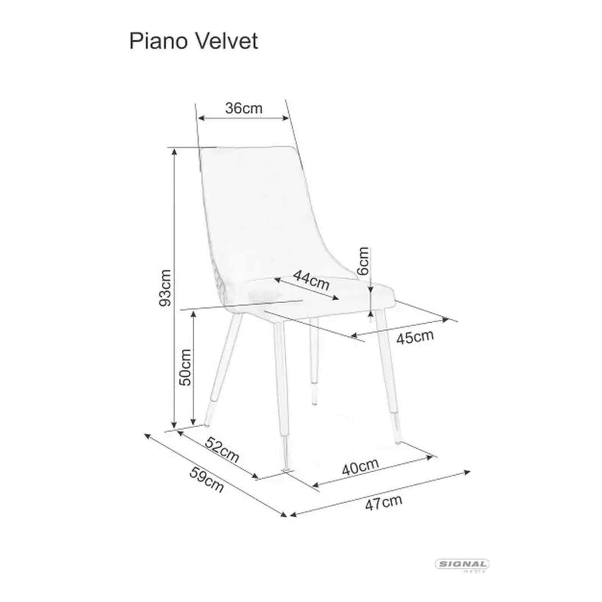Scaun tapitat PIANO B, gri/negru, stofa catifelata/metal, 47x44x93 cm