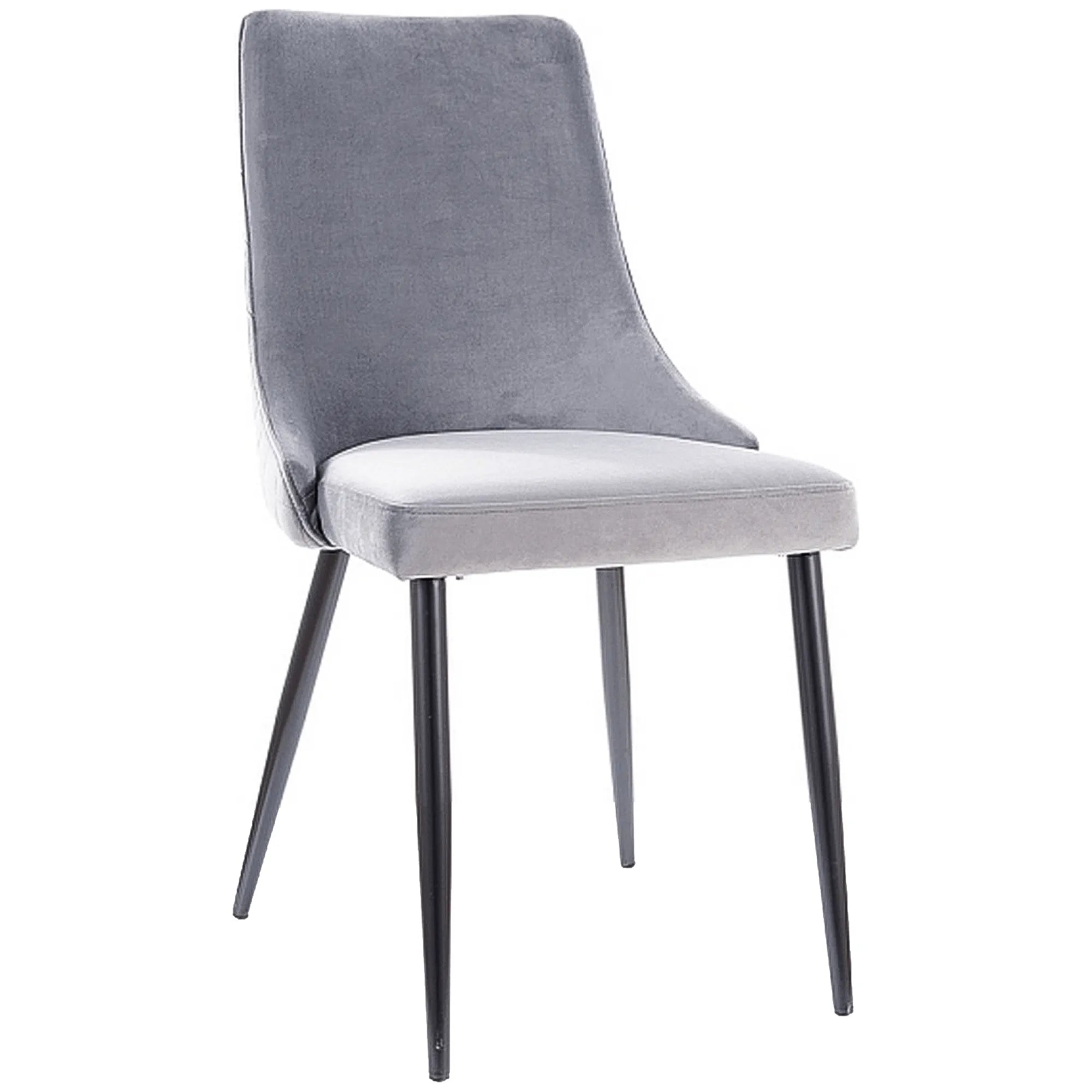 Scaun tapitat PIANO B, gri/negru, stofa catifelata/metal, 47x44x93 cm