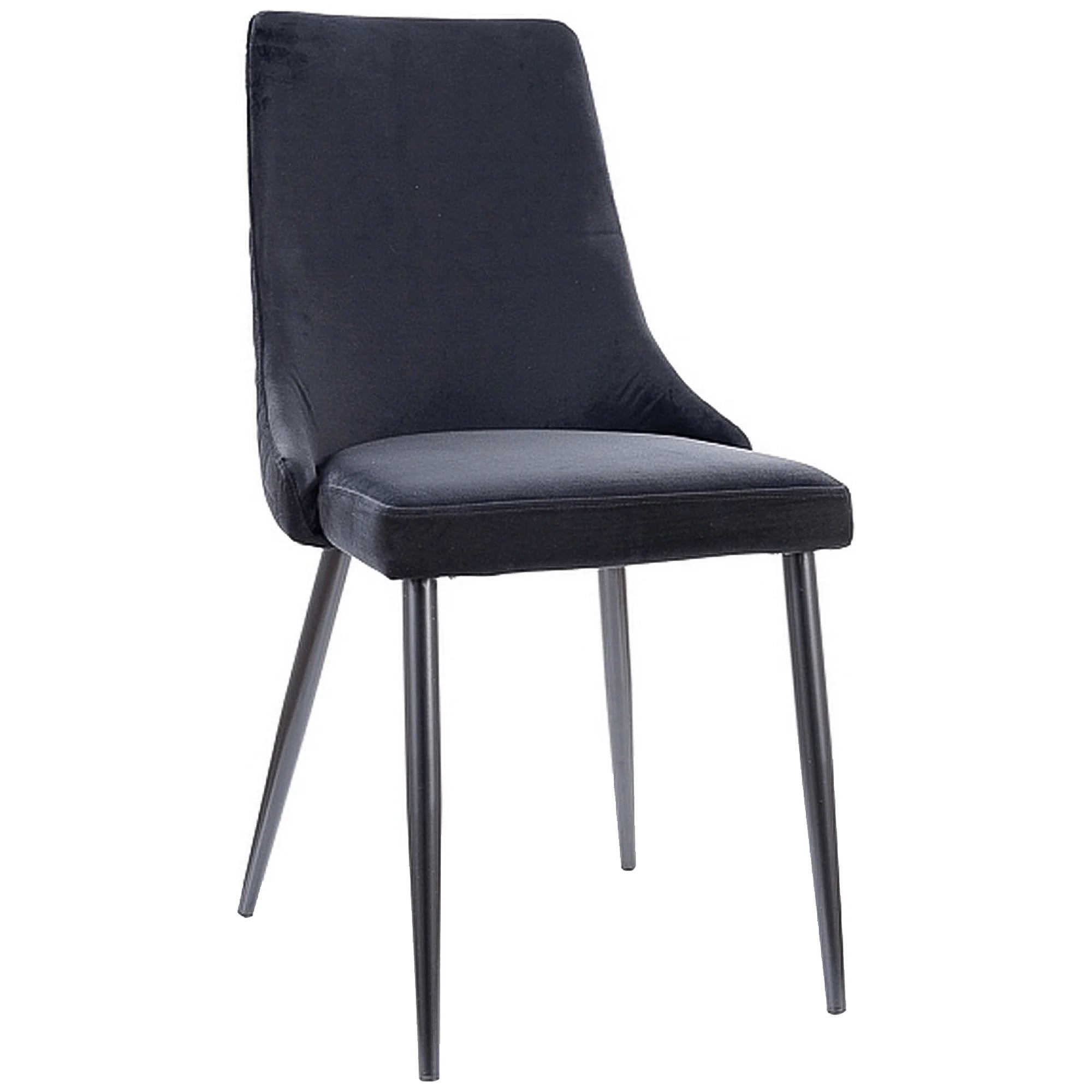 Scaun tapitat PIANO B, negru, stofa catifelata/metal, 47x44x93 cm