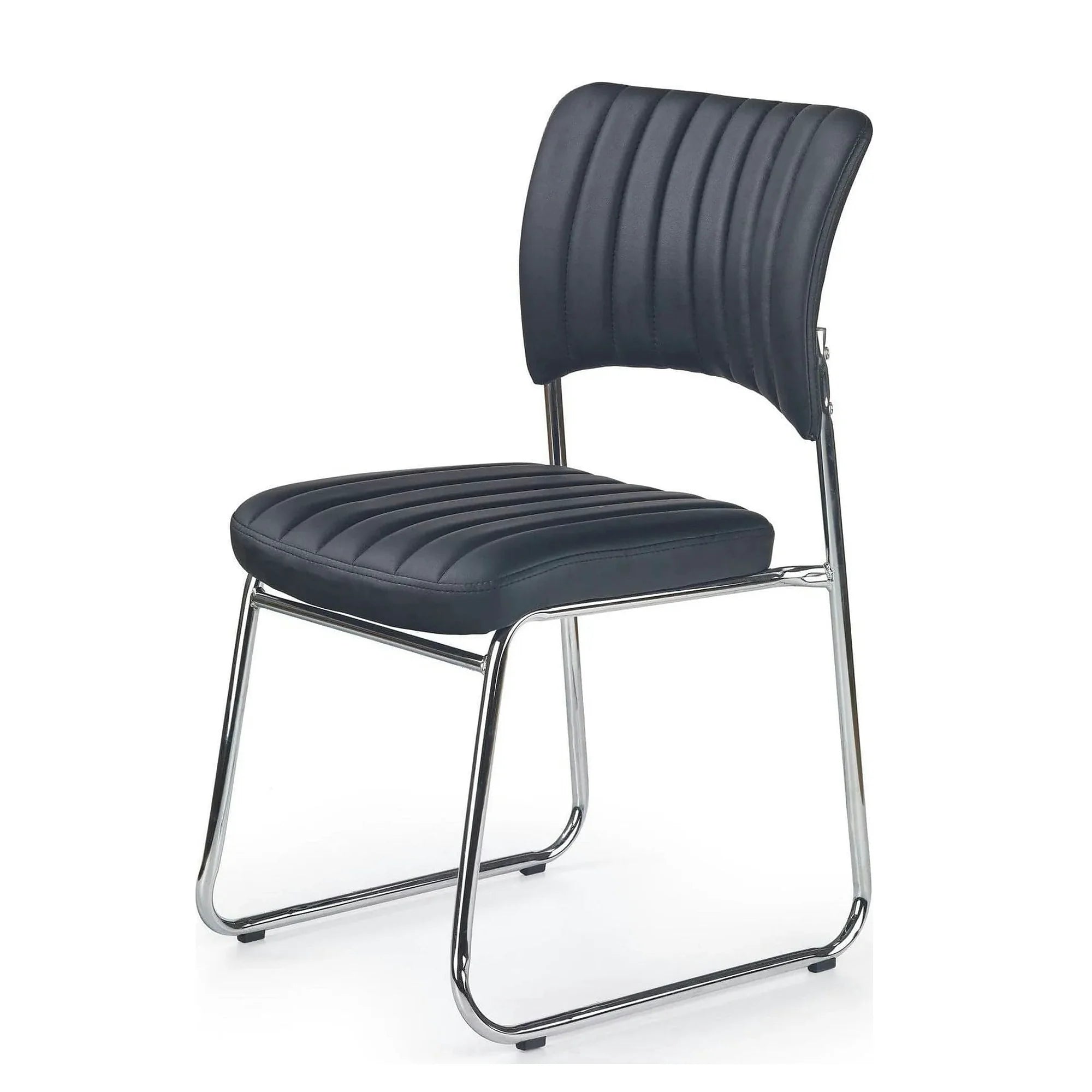 Scaun tapitat Rapid Black, negru/crom, metal/piele ecologica, 48X58X83 CM