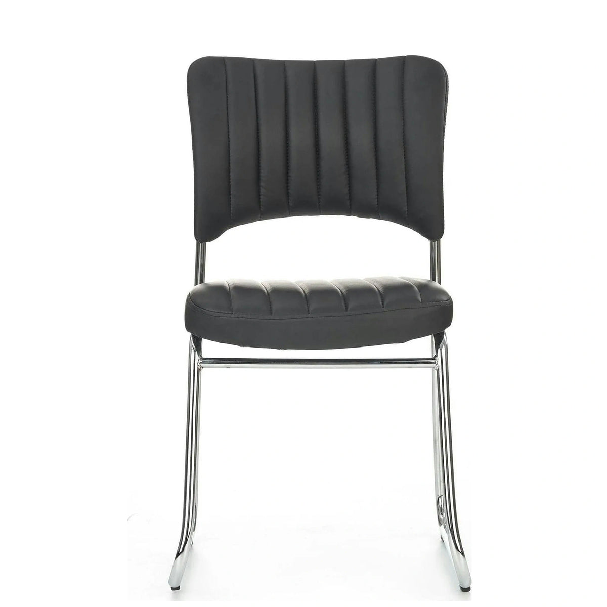 Scaun tapitat Rapid Black, negru/crom, metal/piele ecologica, 48X58X83 CM
