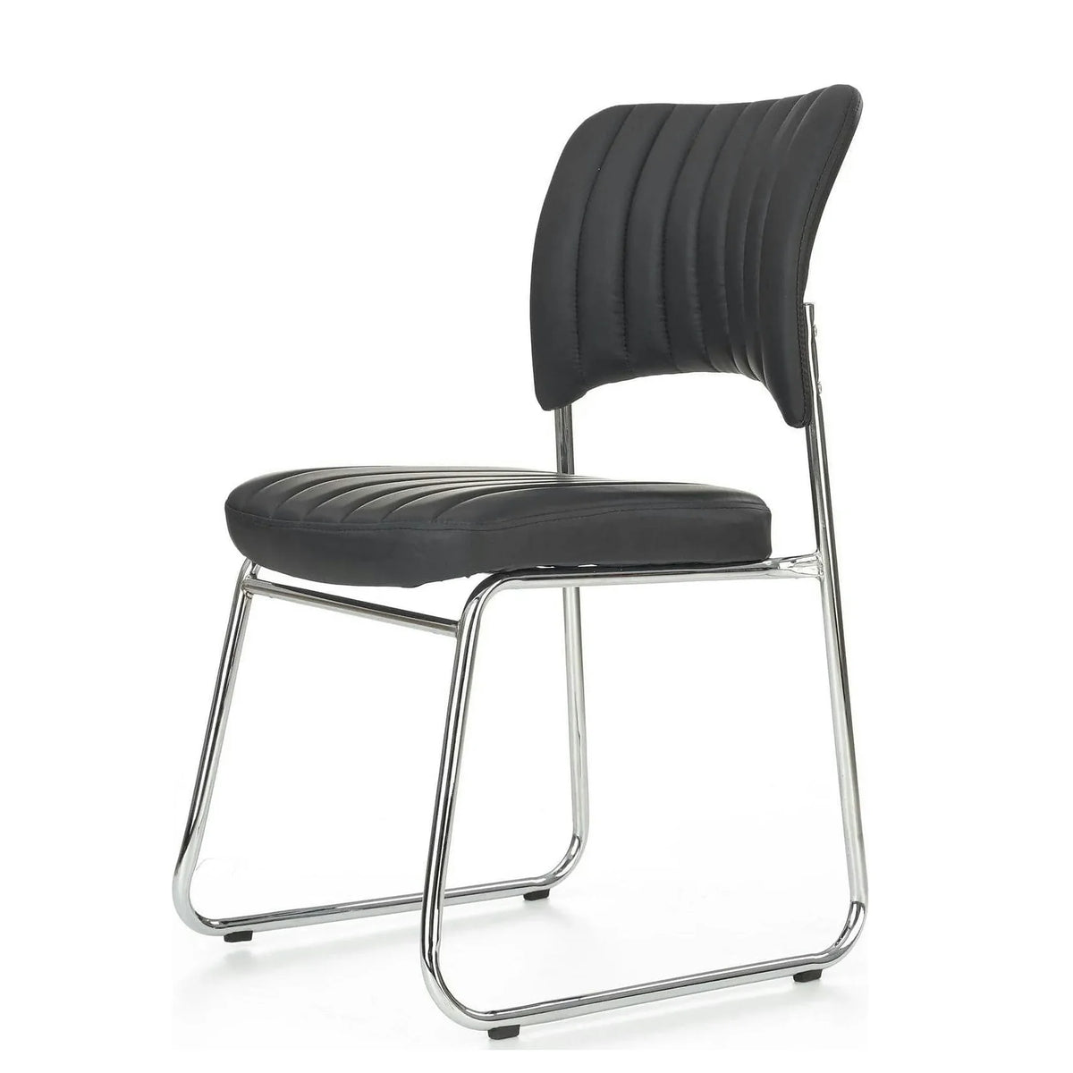 Scaun tapitat Rapid Black, negru/crom, metal/piele ecologica, 48X58X83 CM