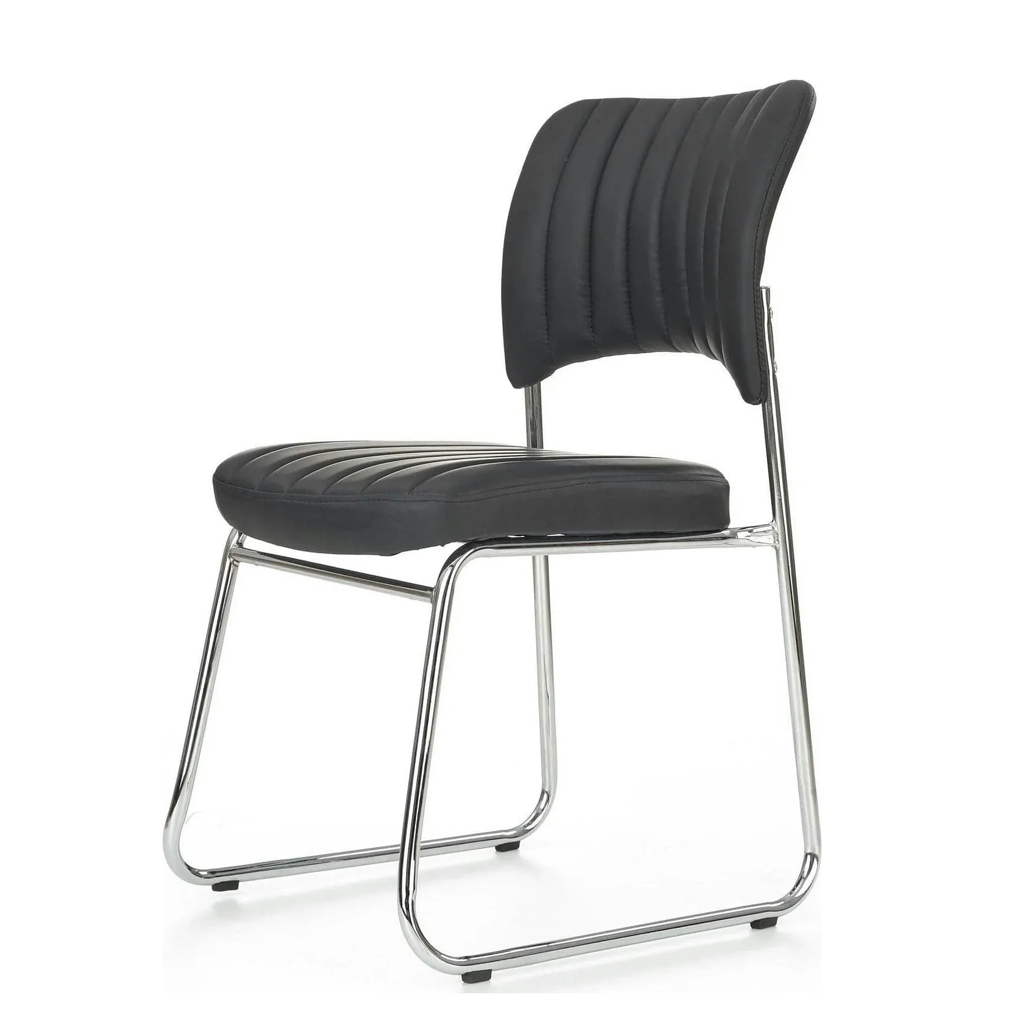Scaun tapitat Rapid Black, negru/crom, metal/piele ecologica, 48X58X83 CM