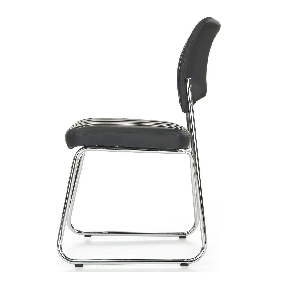 Scaun tapitat Rapid Black, negru/crom, metal/piele ecologica, 48X58X83 CM