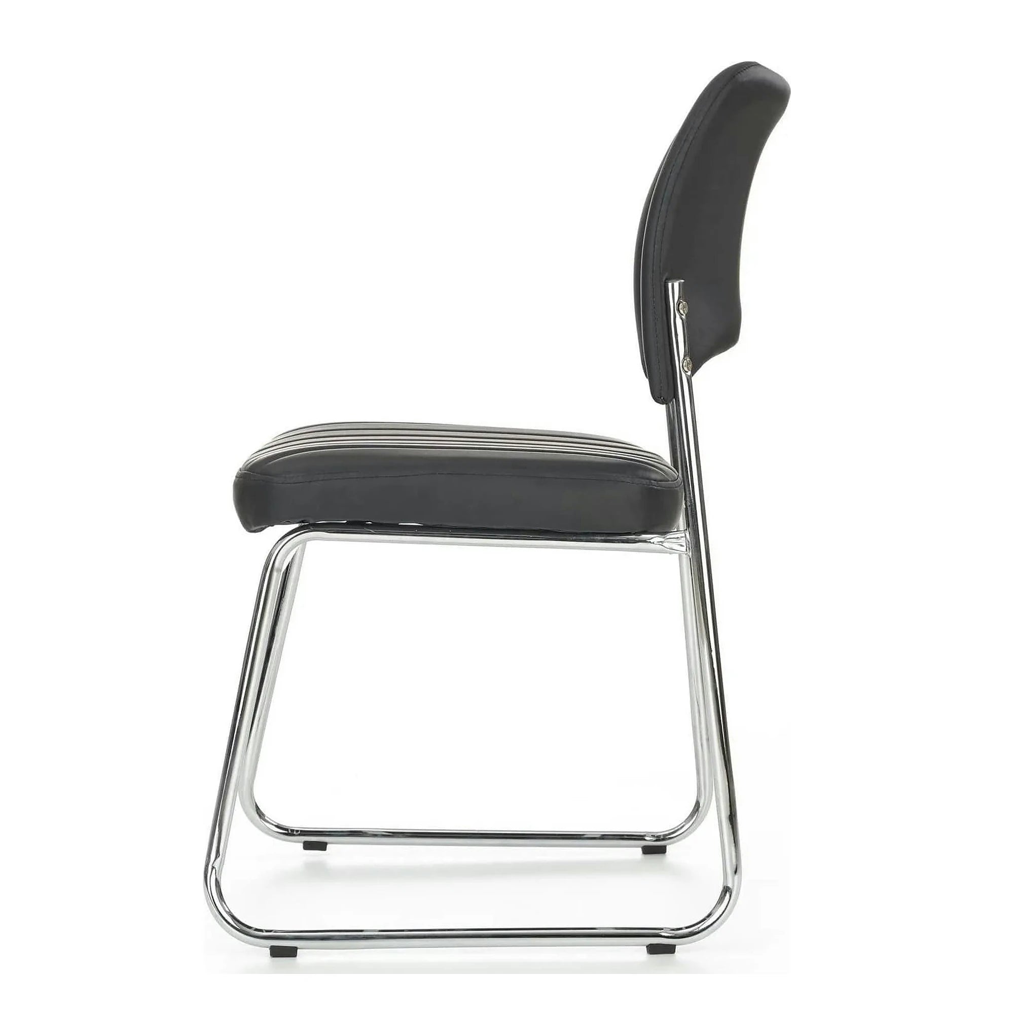 Scaun tapitat Rapid Black, negru/crom, metal/piele ecologica, 48X58X83 CM