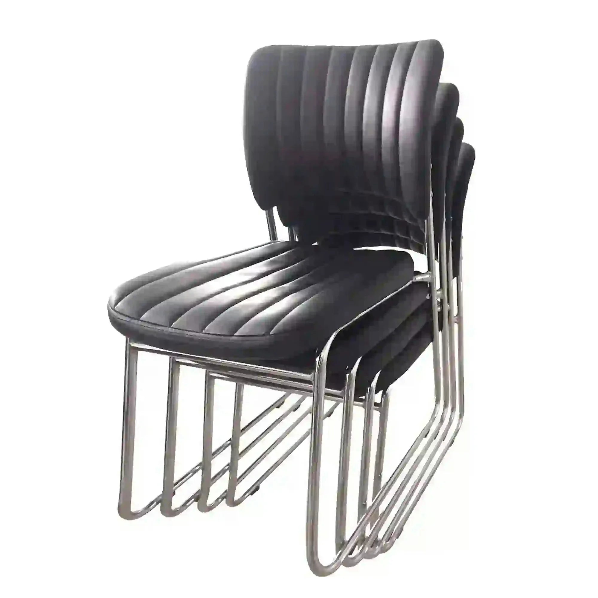 Scaun tapitat Rapid Black, negru/crom, metal/piele ecologica, 48X58X83 CM