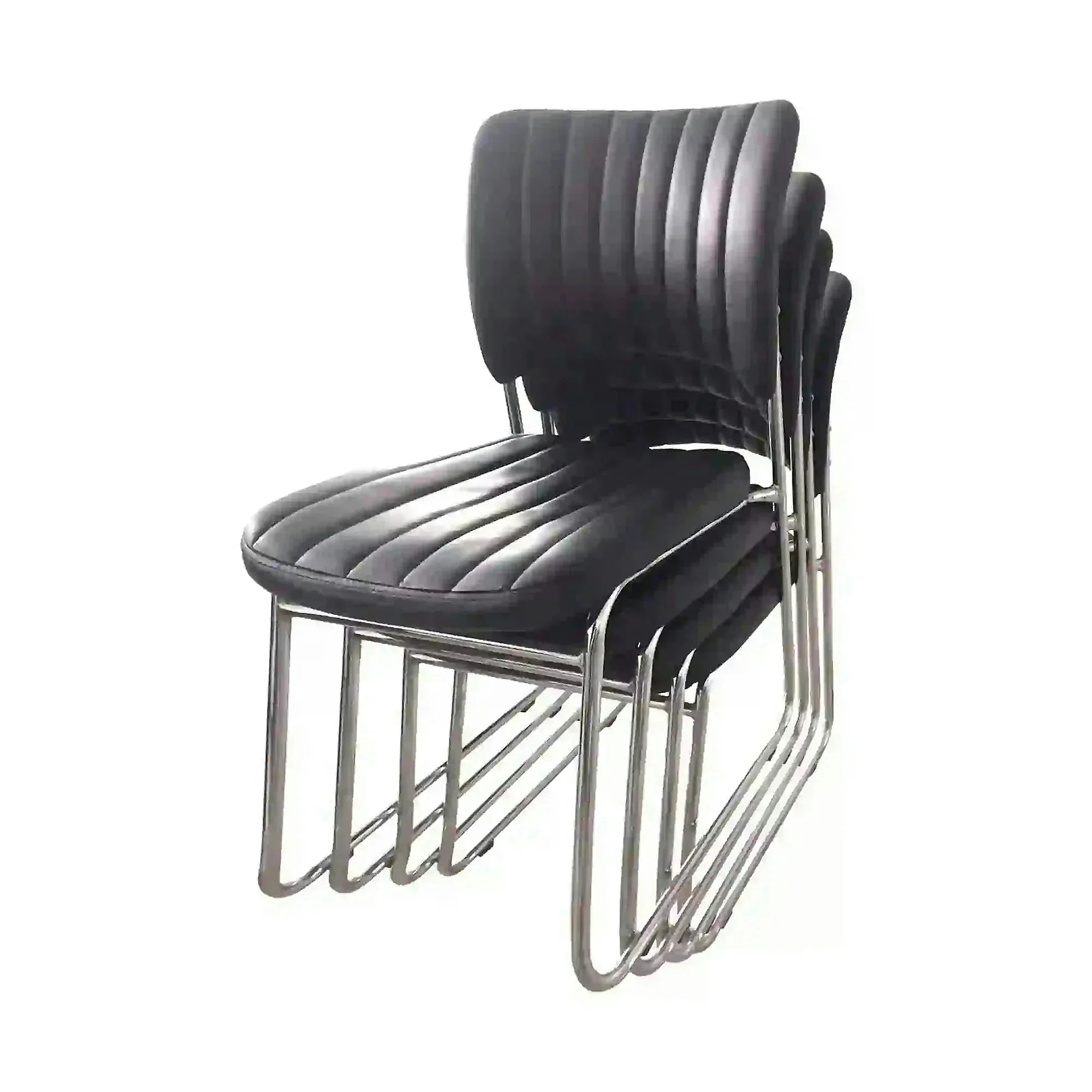 Scaun tapitat Rapid Black, negru/crom, metal/piele ecologica, 48X58X83 CM