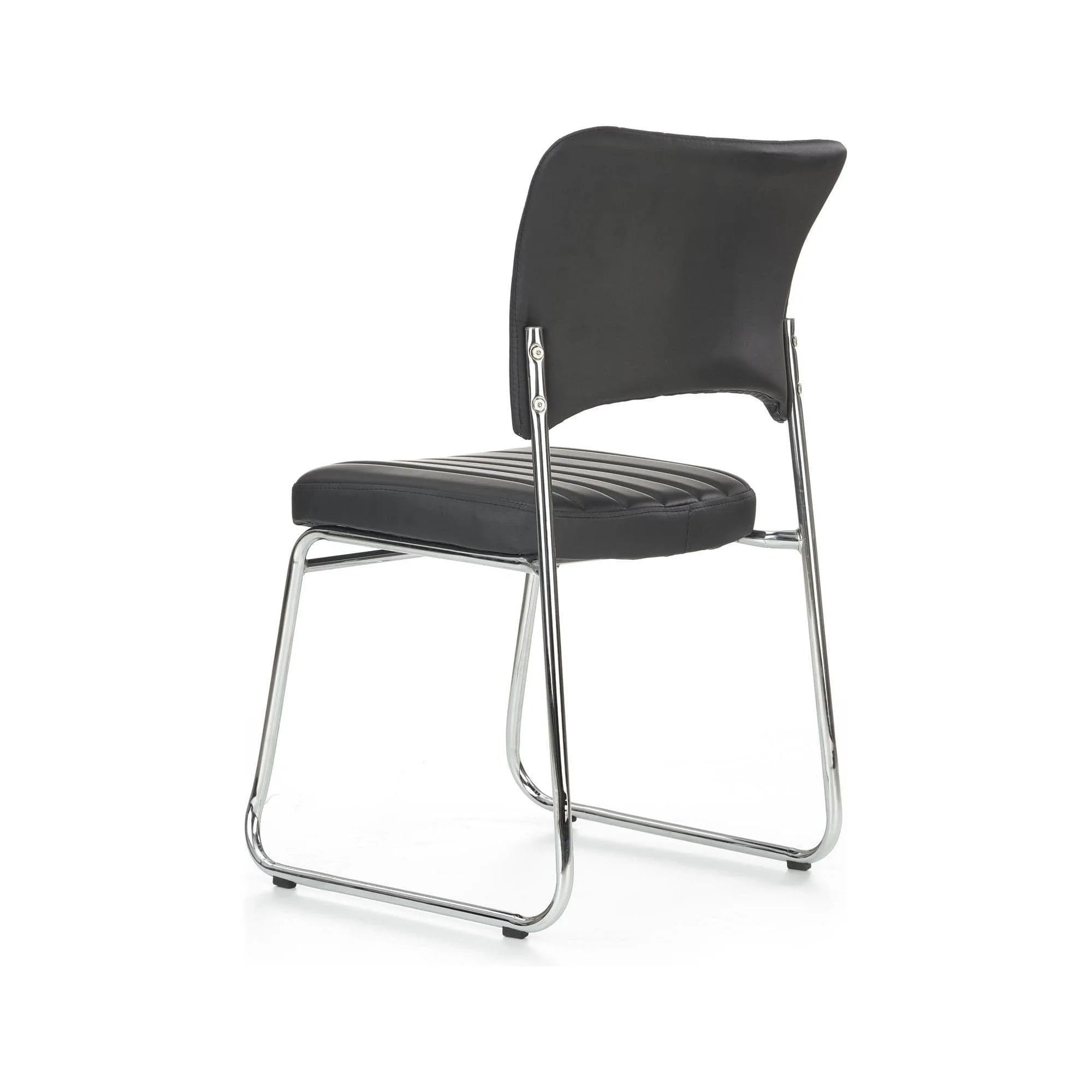 Scaun tapitat Rapid Black, negru/crom, metal/piele ecologica, 48X58X83 CM