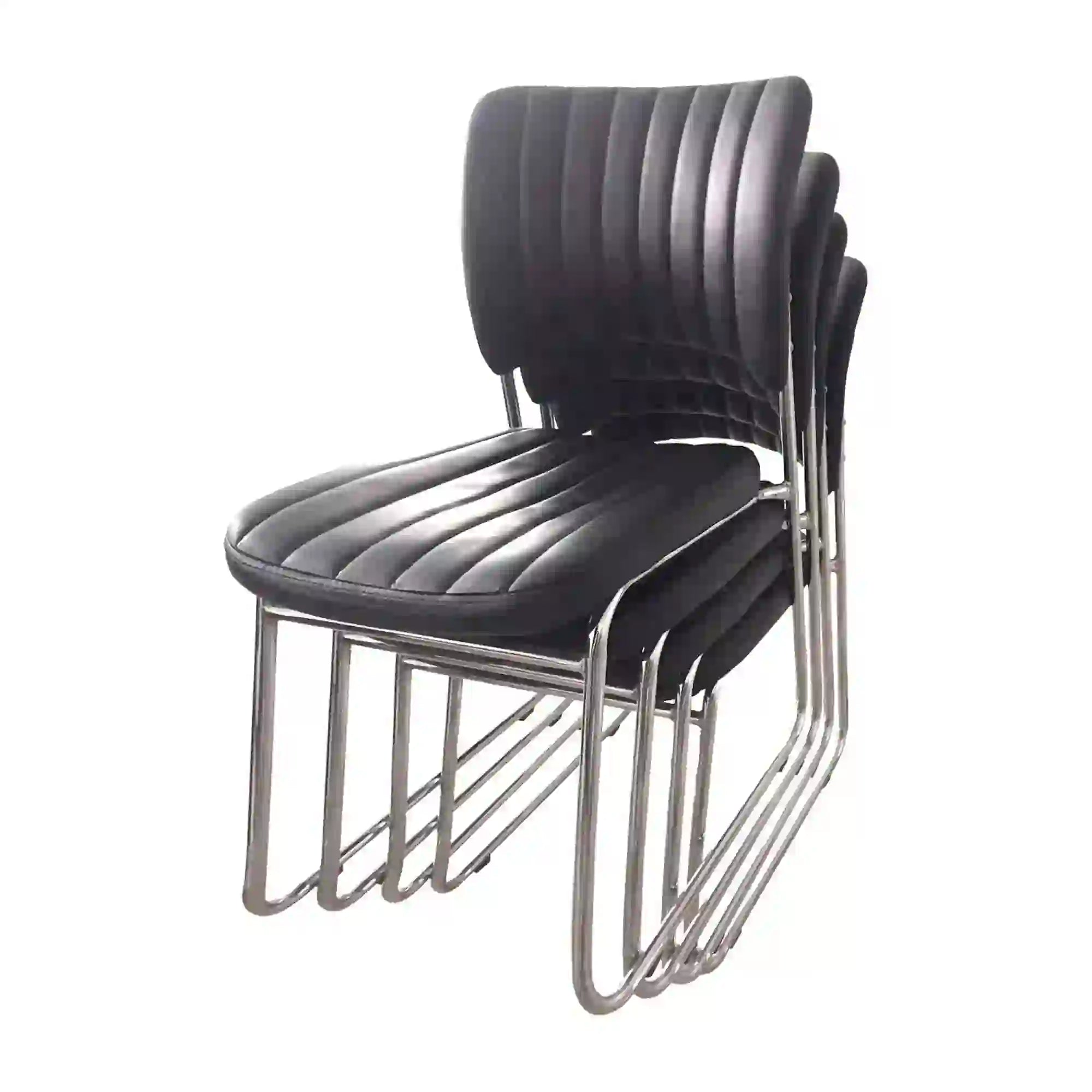 Scaun tapitat Rapid Black, negru/crom, metal/piele ecologica, 48X58X83 CM