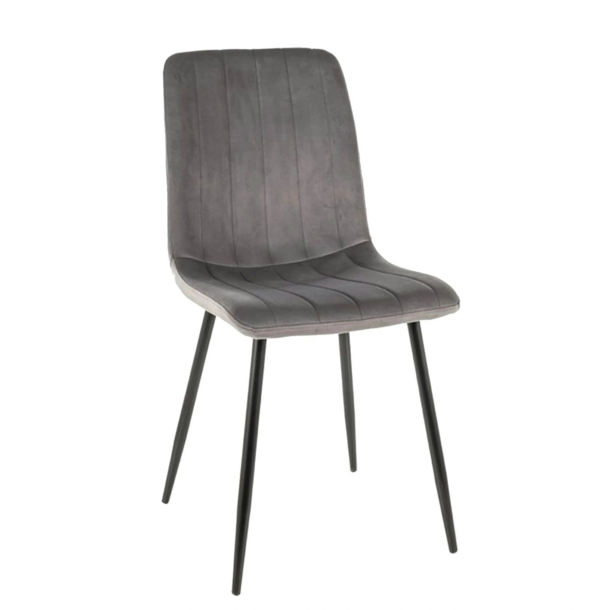 Scaun tapitat stofa catifelata ALAN, gri/negru, 45x39x91 cm