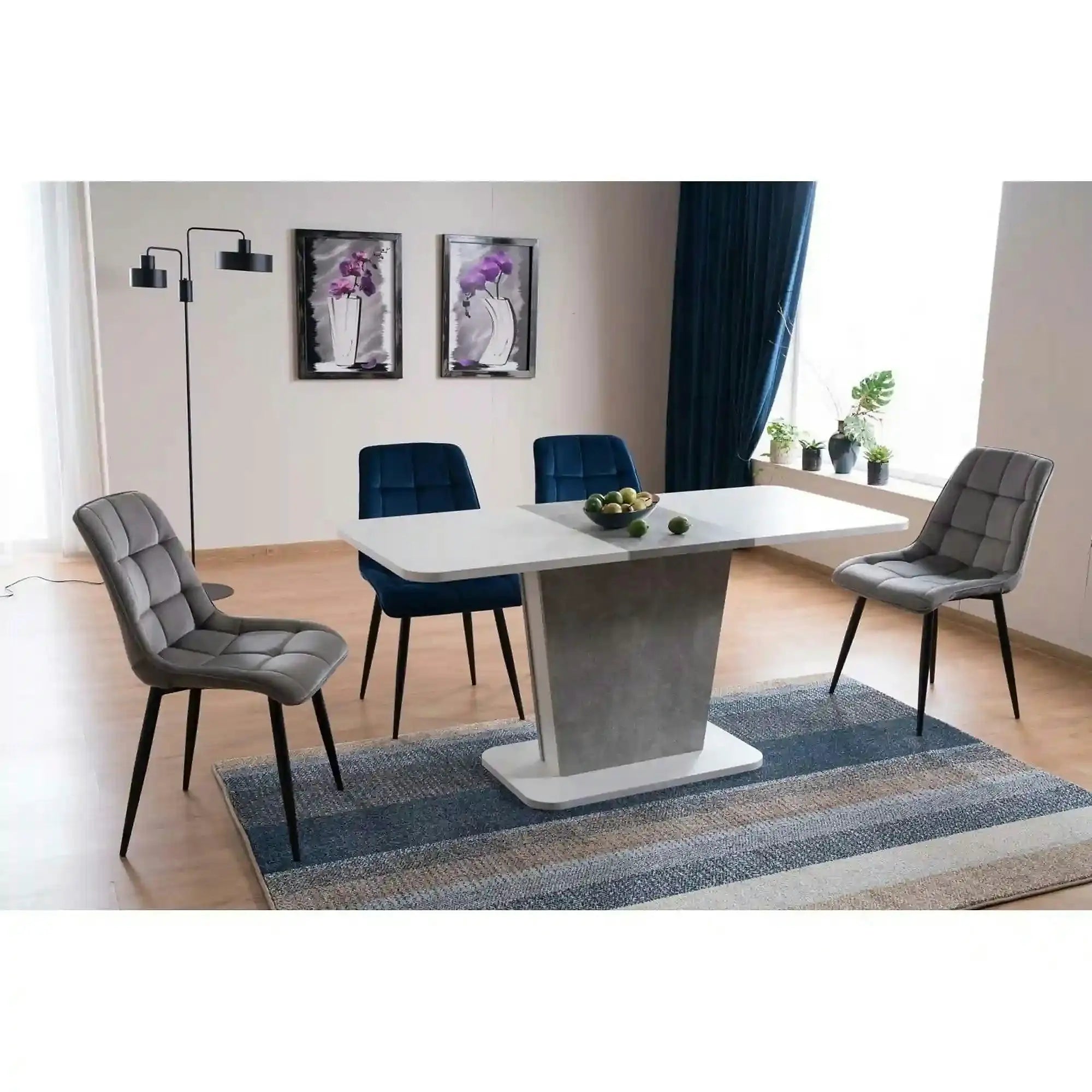Scaun tapitat stofa CHIC, catifea gri - Bluvel 14, 50x58x88 cm
