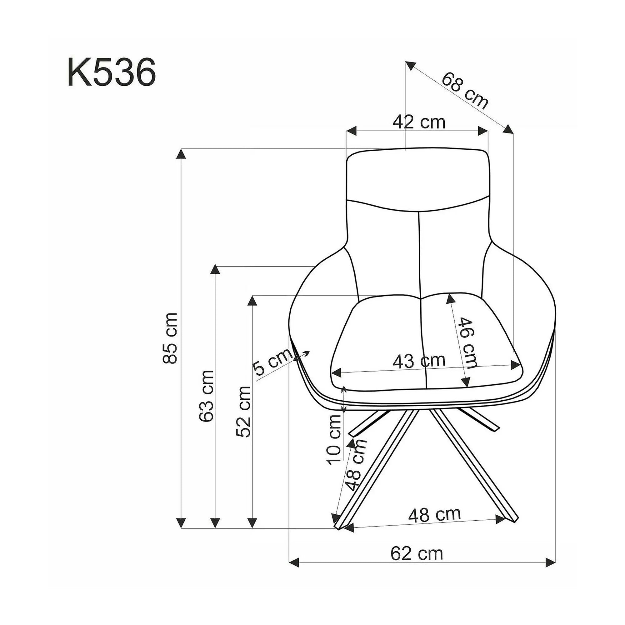 Scaun tapitat stofa clasica K536, gri/negru, 62x68x85 cm