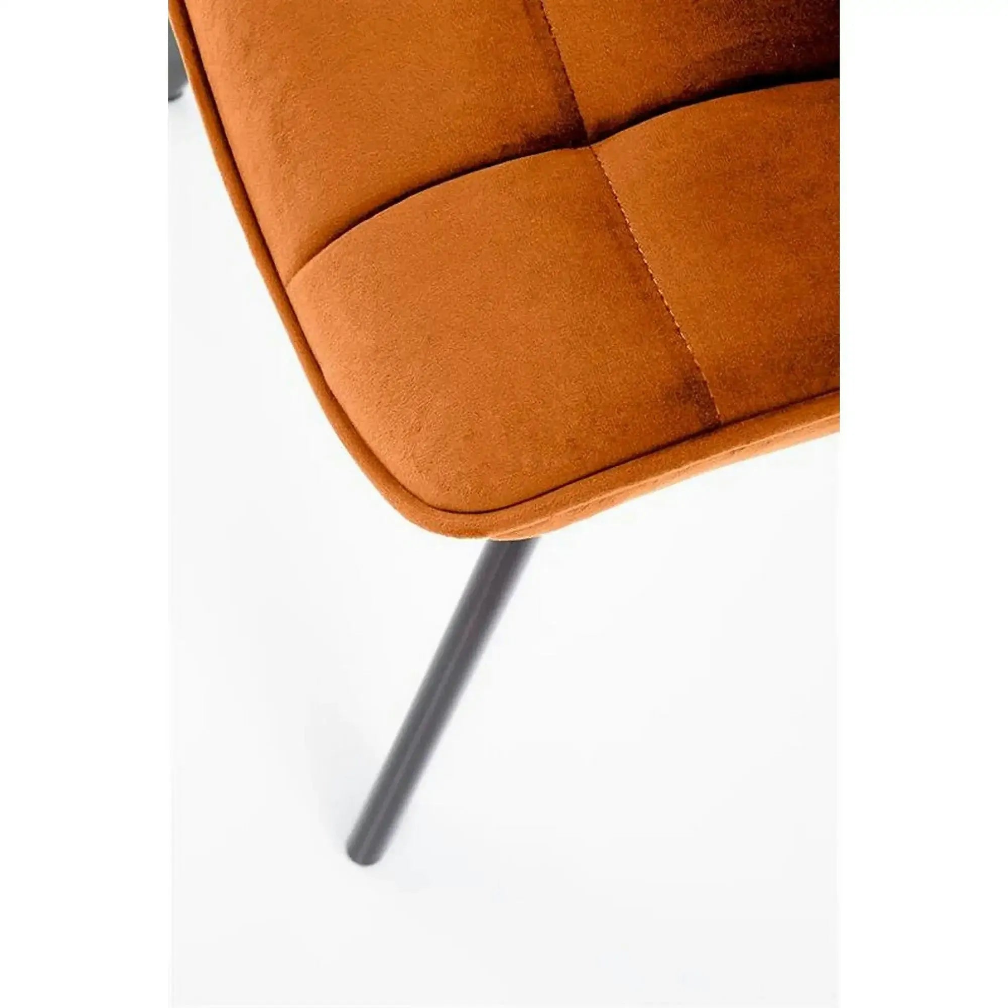 Scaun tapitat stofa K332, caramiziu/negru, catifea/metal, 46x61x84 cm