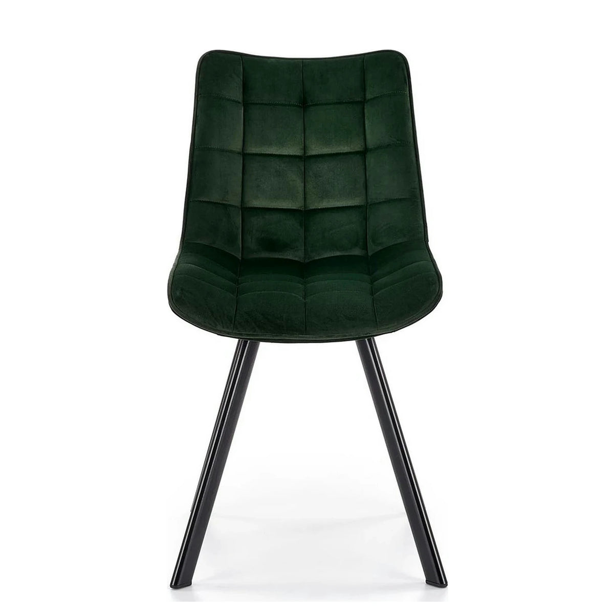 Scaun tapitat stofa K332, verde inchis/negru, catifea/metal, 46x61x84 cm