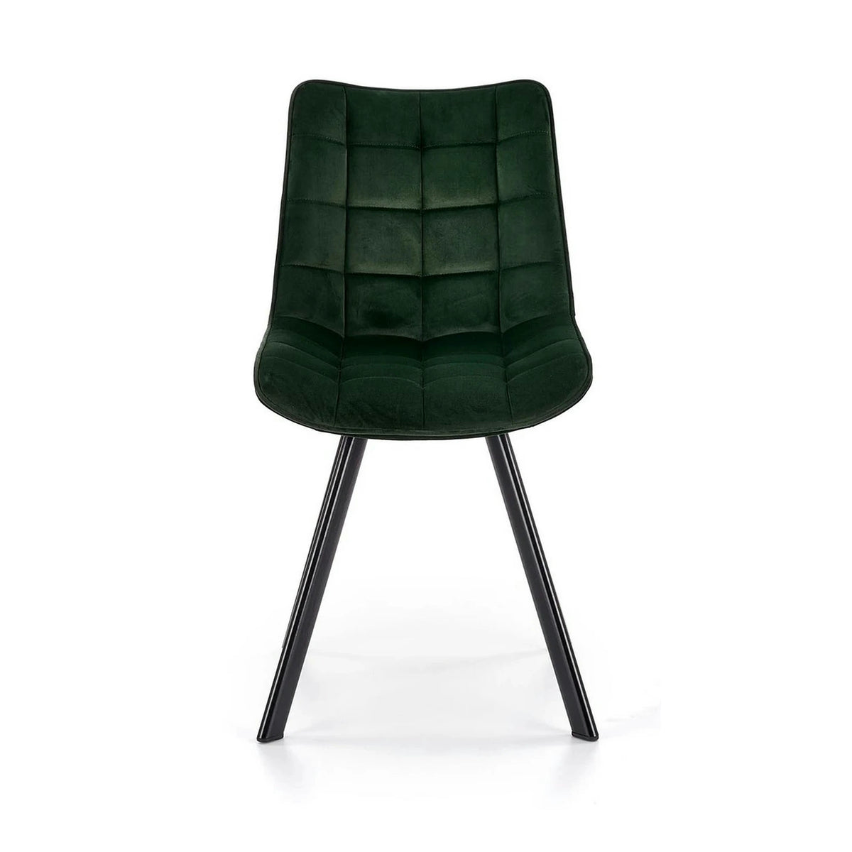 Scaun tapitat stofa K332, verde inchis/negru, catifea/metal, 46x61x84 cm