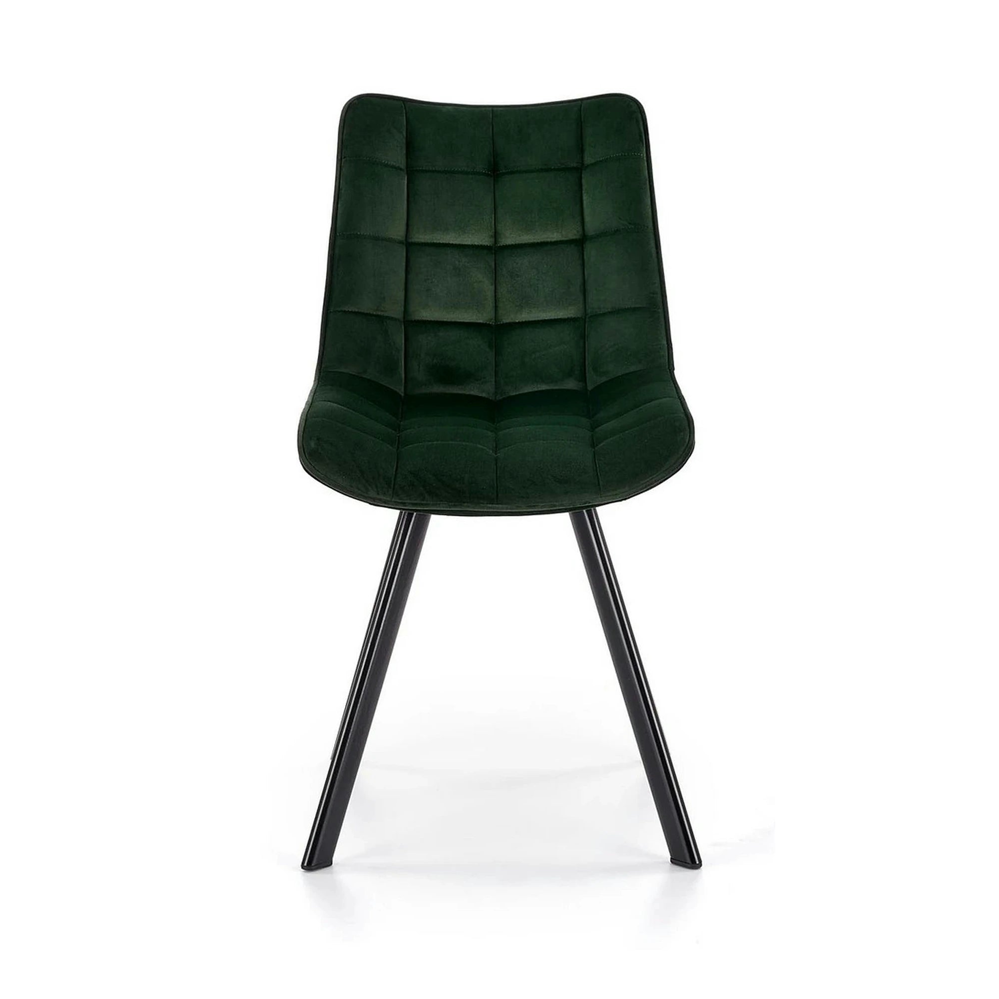 Scaun tapitat stofa K332, verde inchis/negru, catifea/metal, 46x61x84 cm