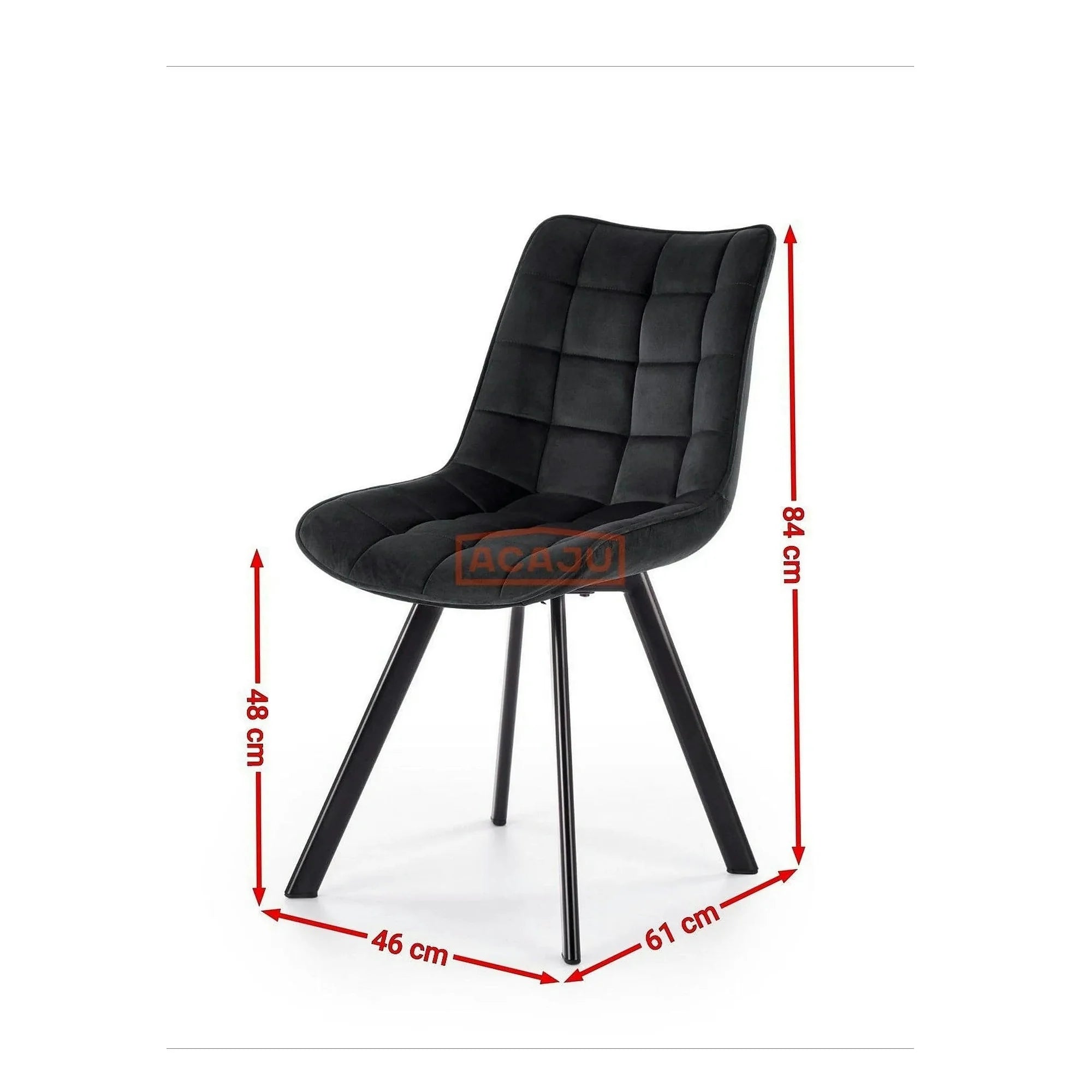 Scaun tapitat stofa K332, verde inchis/negru, catifea/metal, 46x61x84 cm