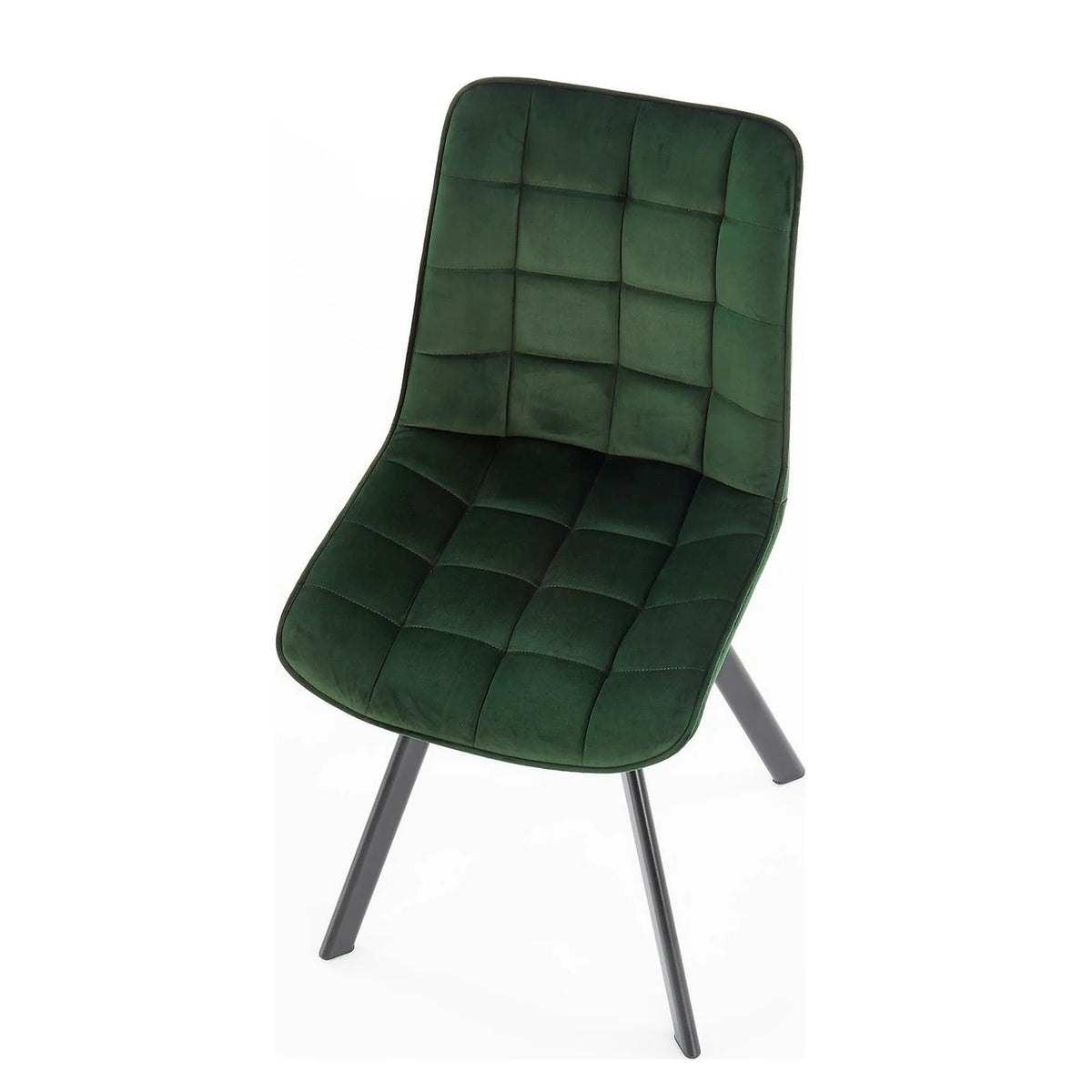 Scaun tapitat stofa K332, verde inchis/negru, catifea/metal, 46x61x84 cm