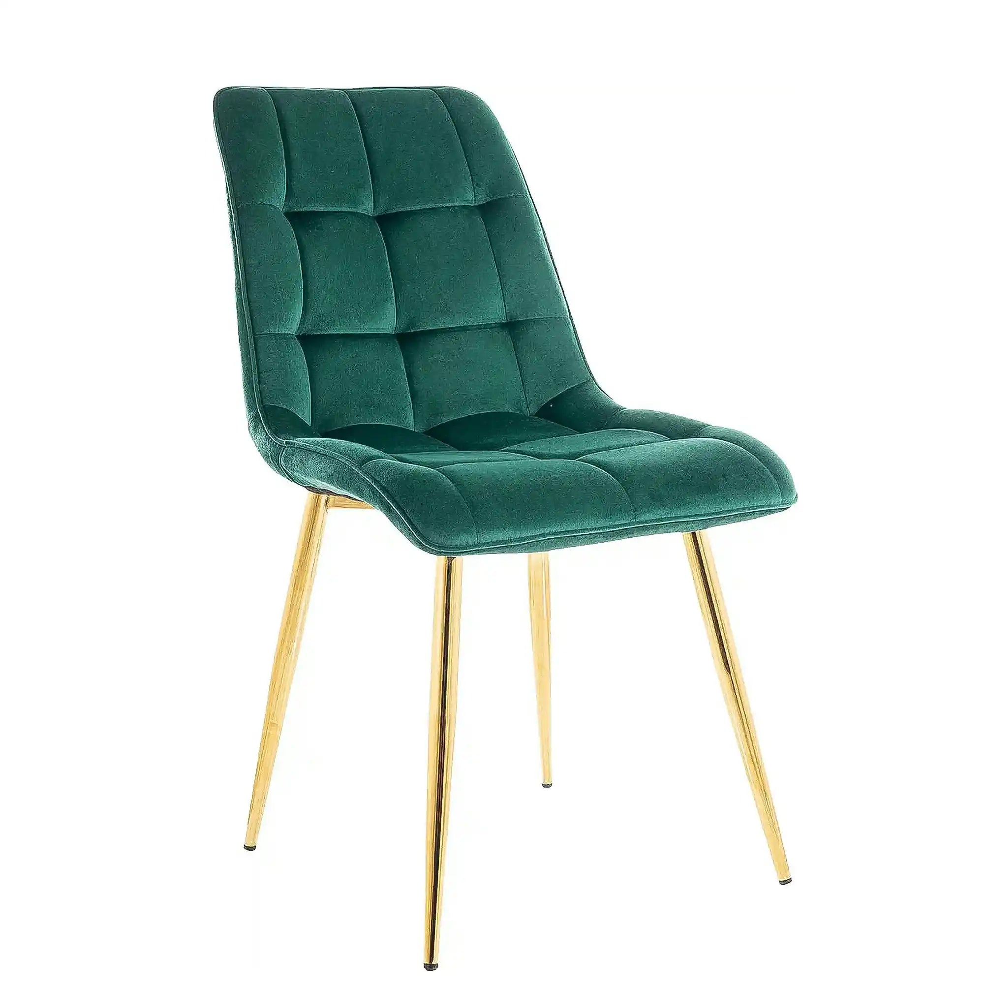 Scaun tapitat stofa verde CHIC, catifea/metal, 50x43x88 cm