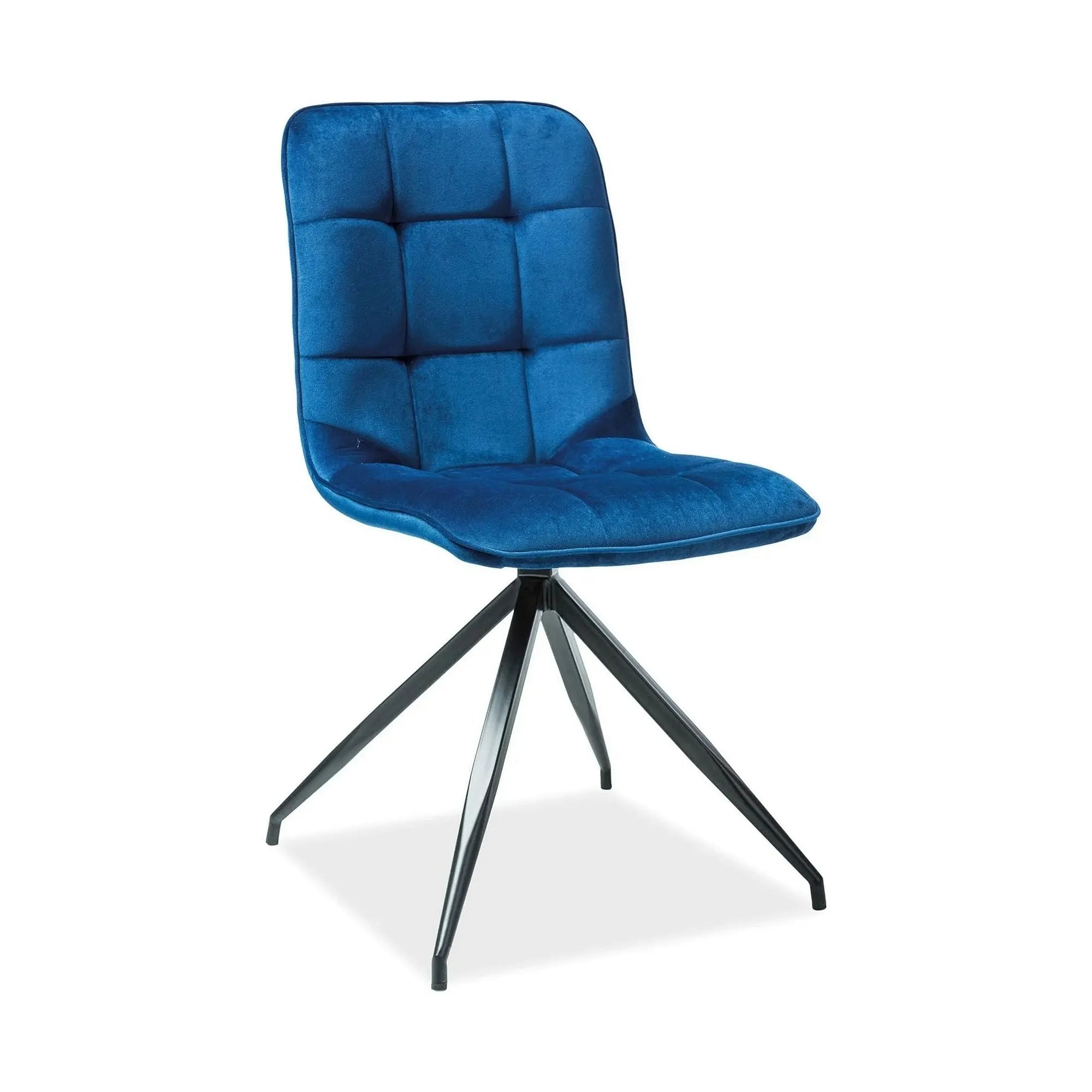 Scaun tapitat Texo, albstru/negru, stofa catifelata/metal, 47x42x86 cm