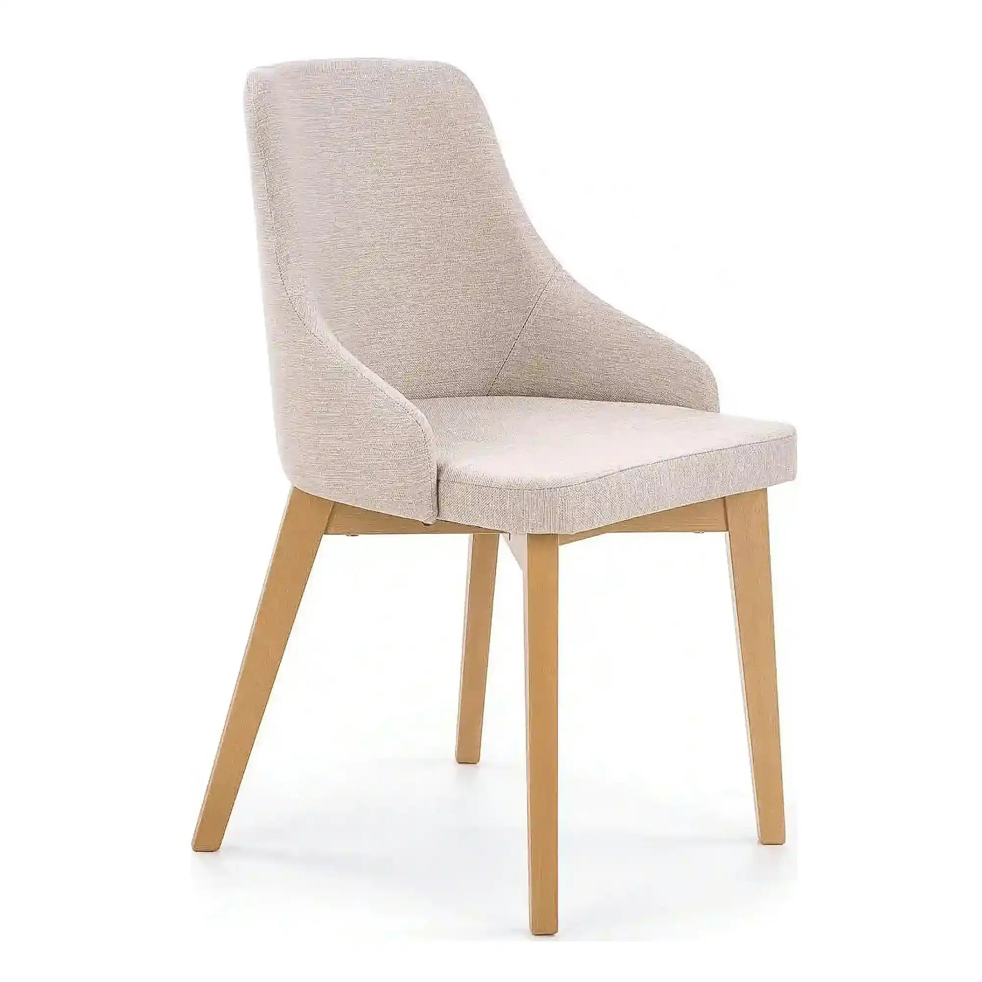 Scaun tapitat Toledo, bej deschis/stejar miere, stofa clasica/lemn de fag, 51X55X82 CM