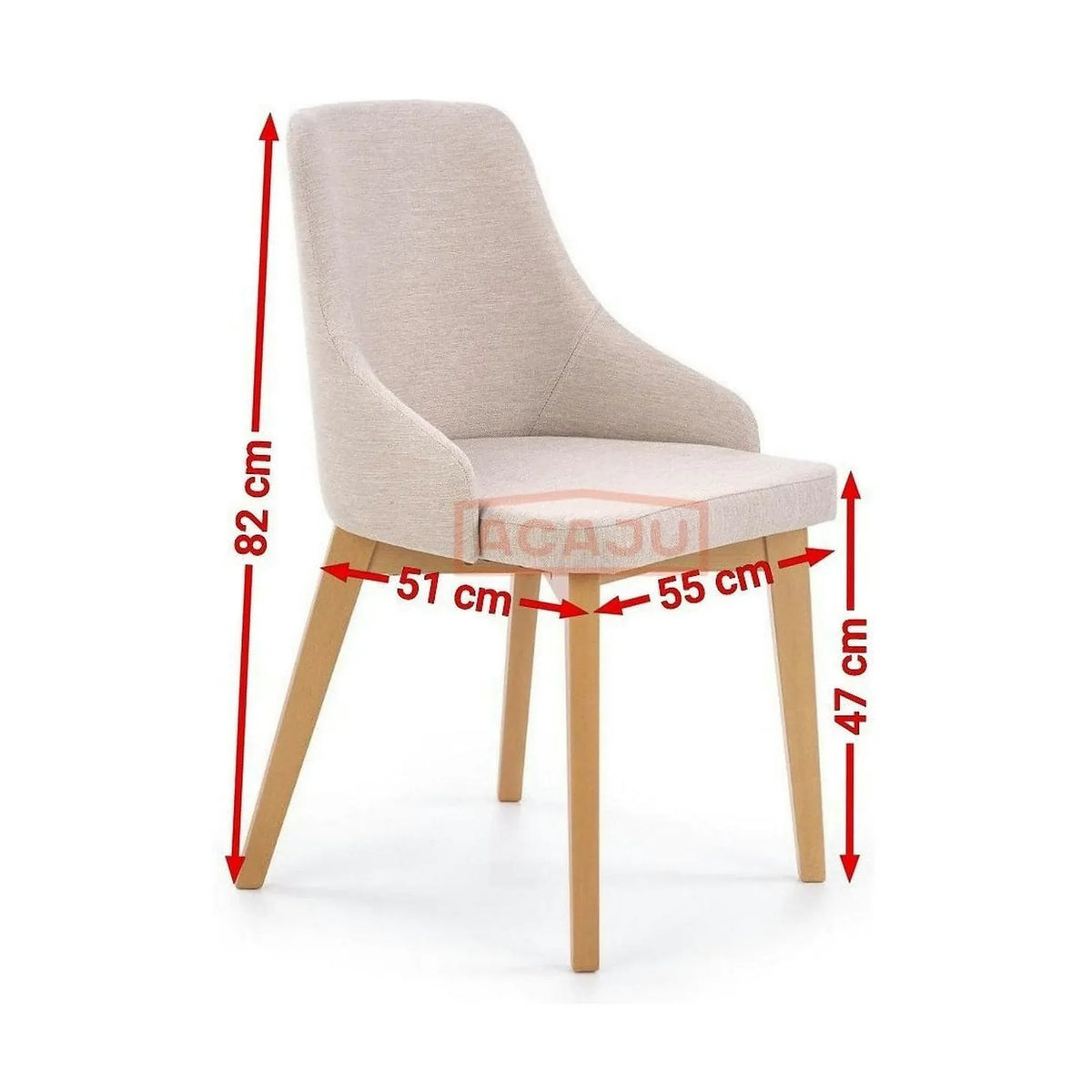 Scaun tapitat Toledo, bej deschis/stejar miere, stofa clasica/lemn de fag, 51X55X82 CM