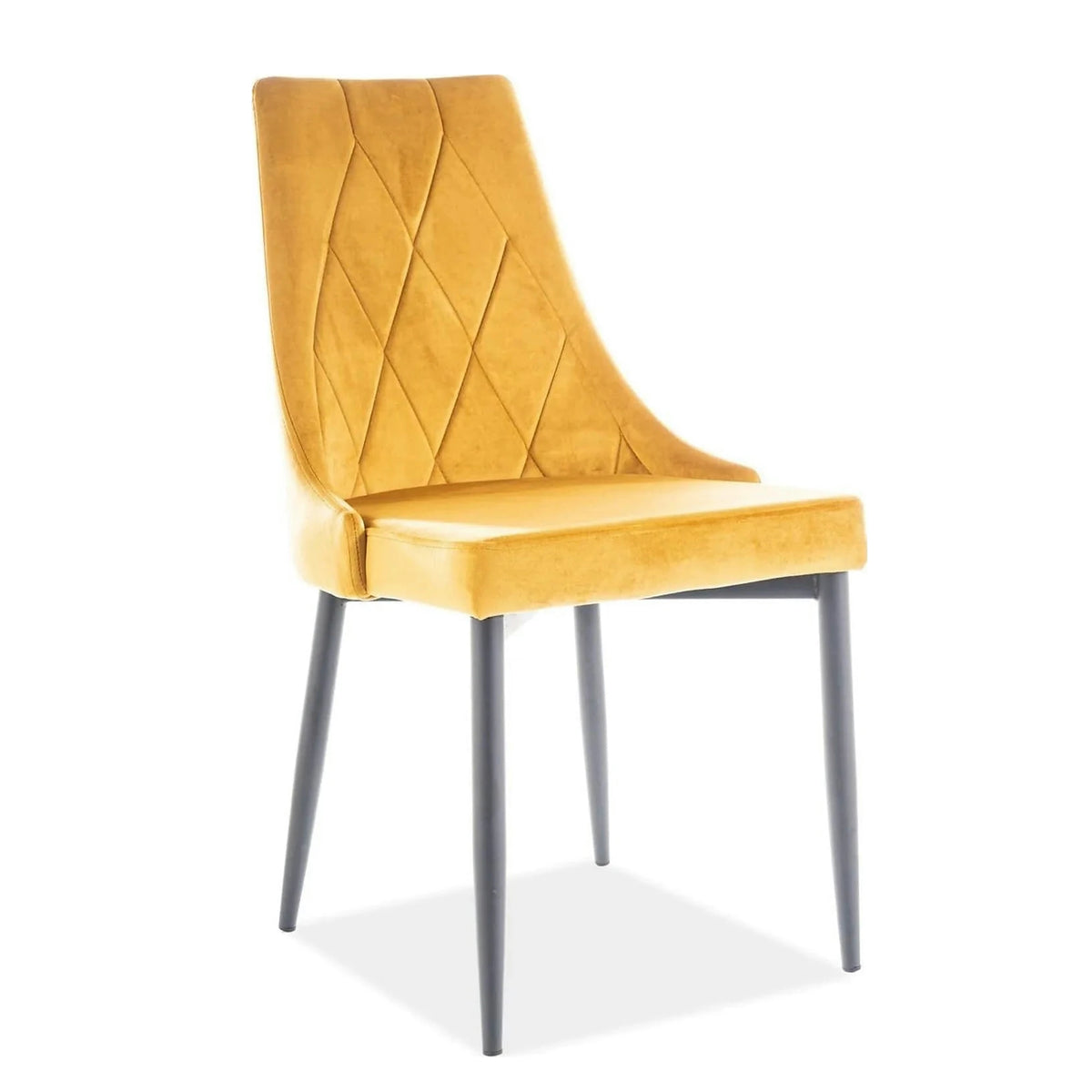 Scaun tapitat TRIX B, galben/negru, stofa catifelata/metal, 49x47x89 cm