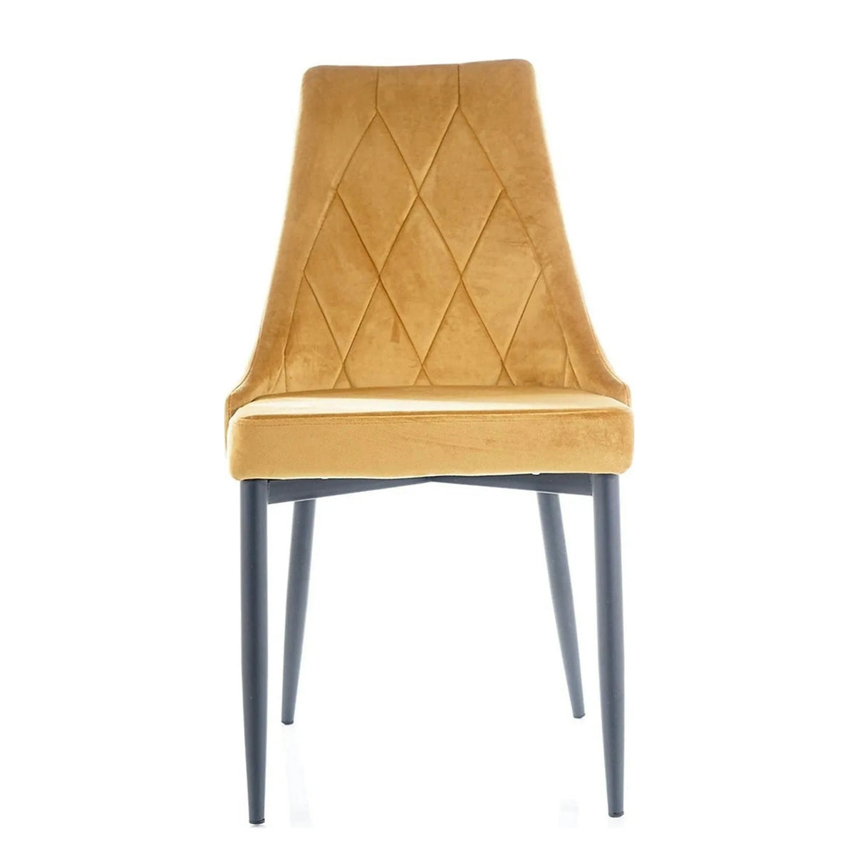 Scaun tapitat TRIX B, galben/negru, stofa catifelata/metal, 49x47x89 cm