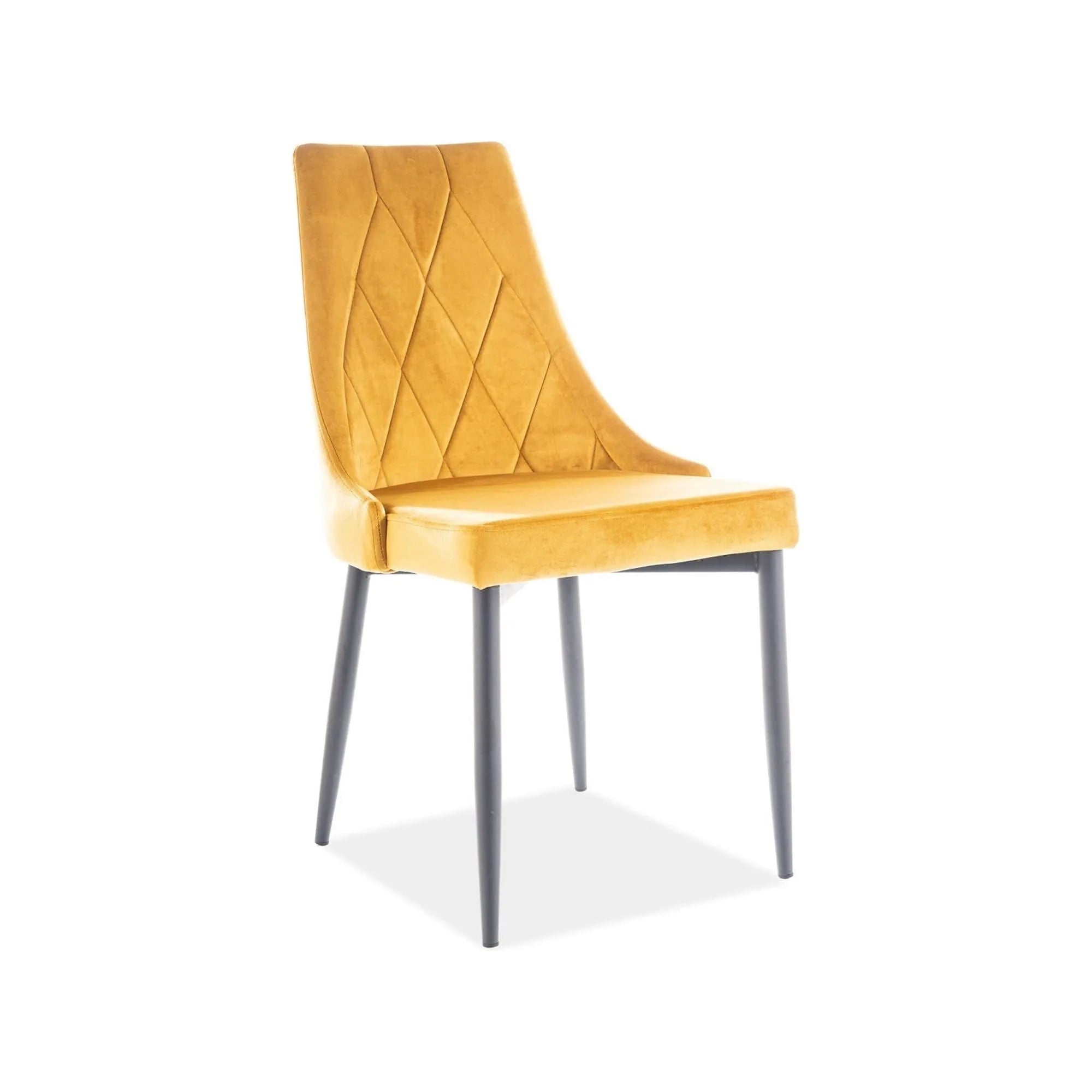 Scaun tapitat TRIX B, galben/negru, stofa catifelata/metal, 49x47x89 cm